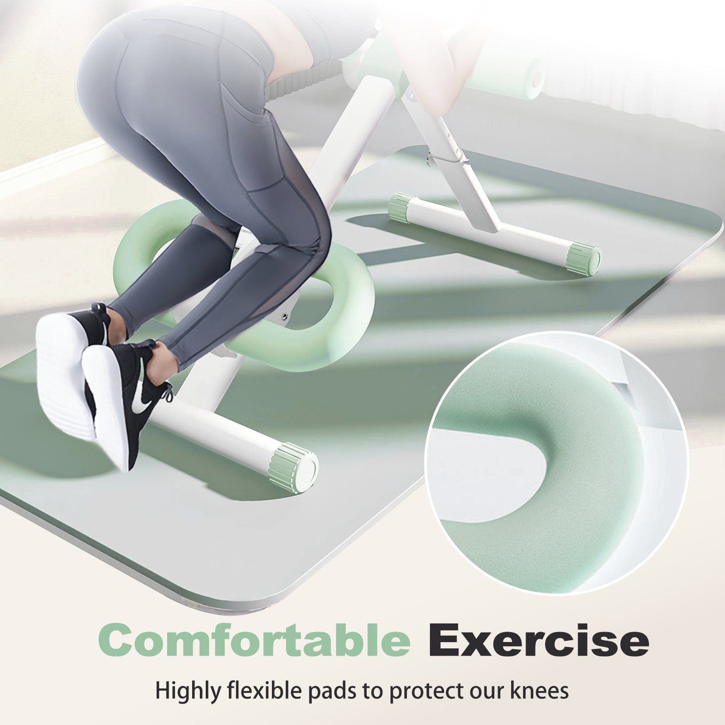 Adjustable Ab Machine, Abdominal Trainers for Full Body Workout, Foldable Abdominal Exercise with Knee Protection, Green
