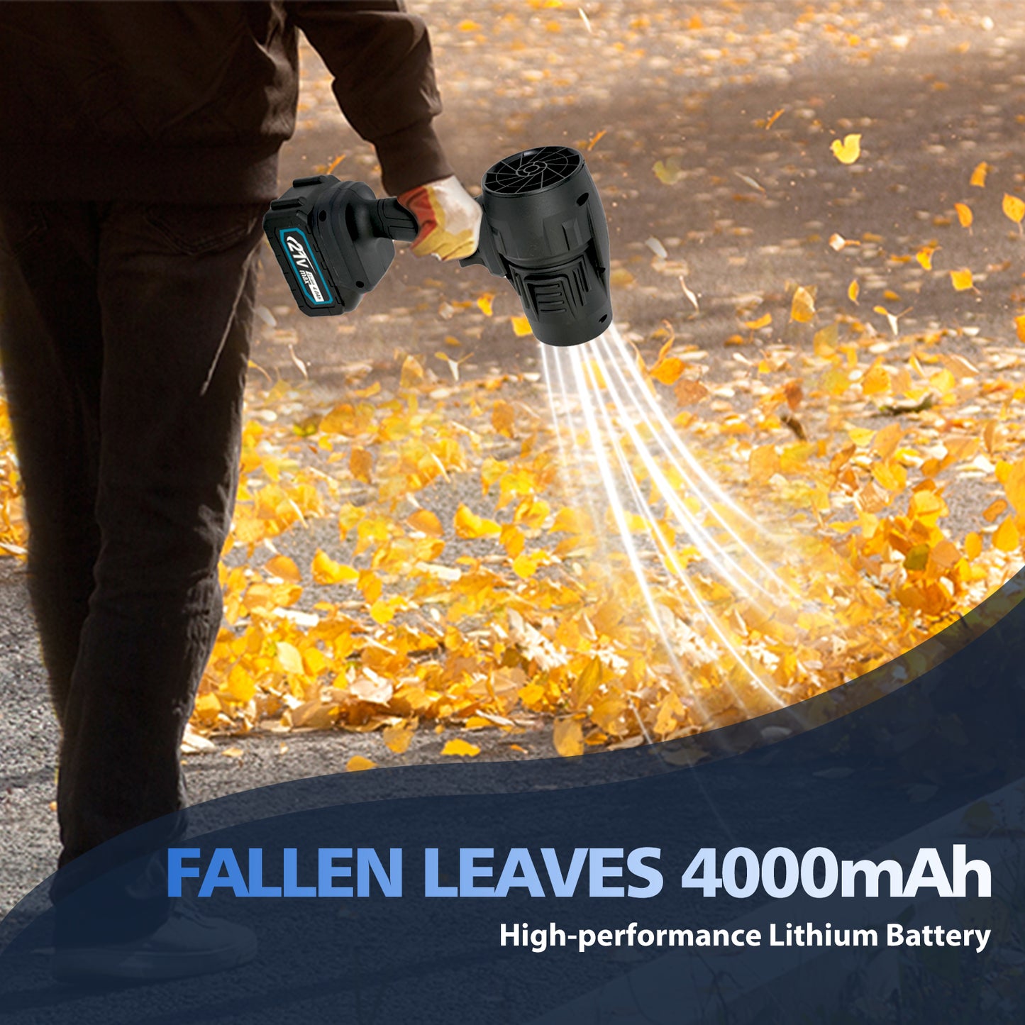 Leaf Blower Cordless with 4.0Ah Battery and Charger, 80000RPM, 850W, 21V Lightweight Electric Leaf Blowers for Lawn Care, Black