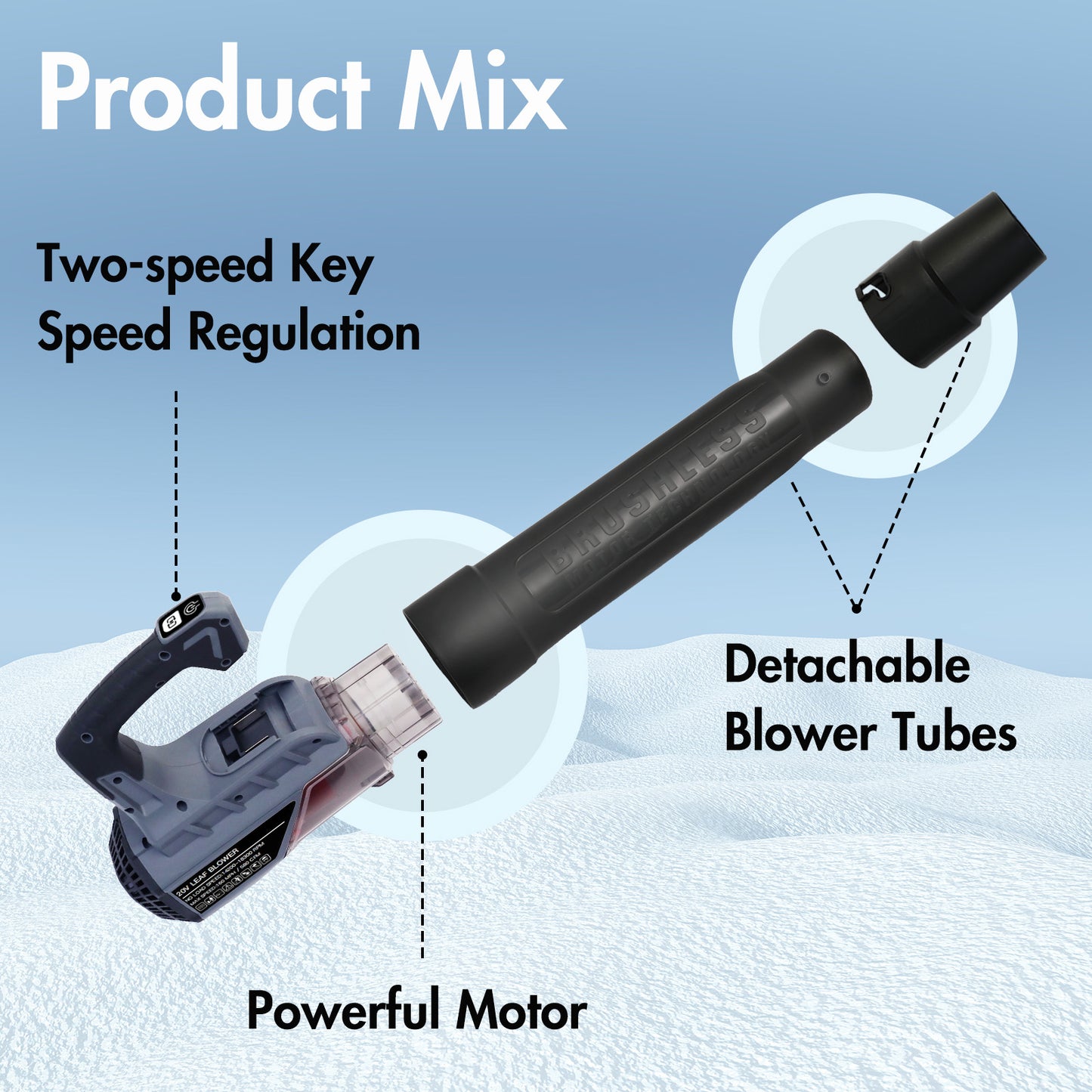 Cordless Leaf Blower with 2X4.0Ah Batteries, 374CFM/180MPH Electric Blower with Brushless Motor, Handheld Leaf Blower for Snow Blowing, Lawn Care, Yard