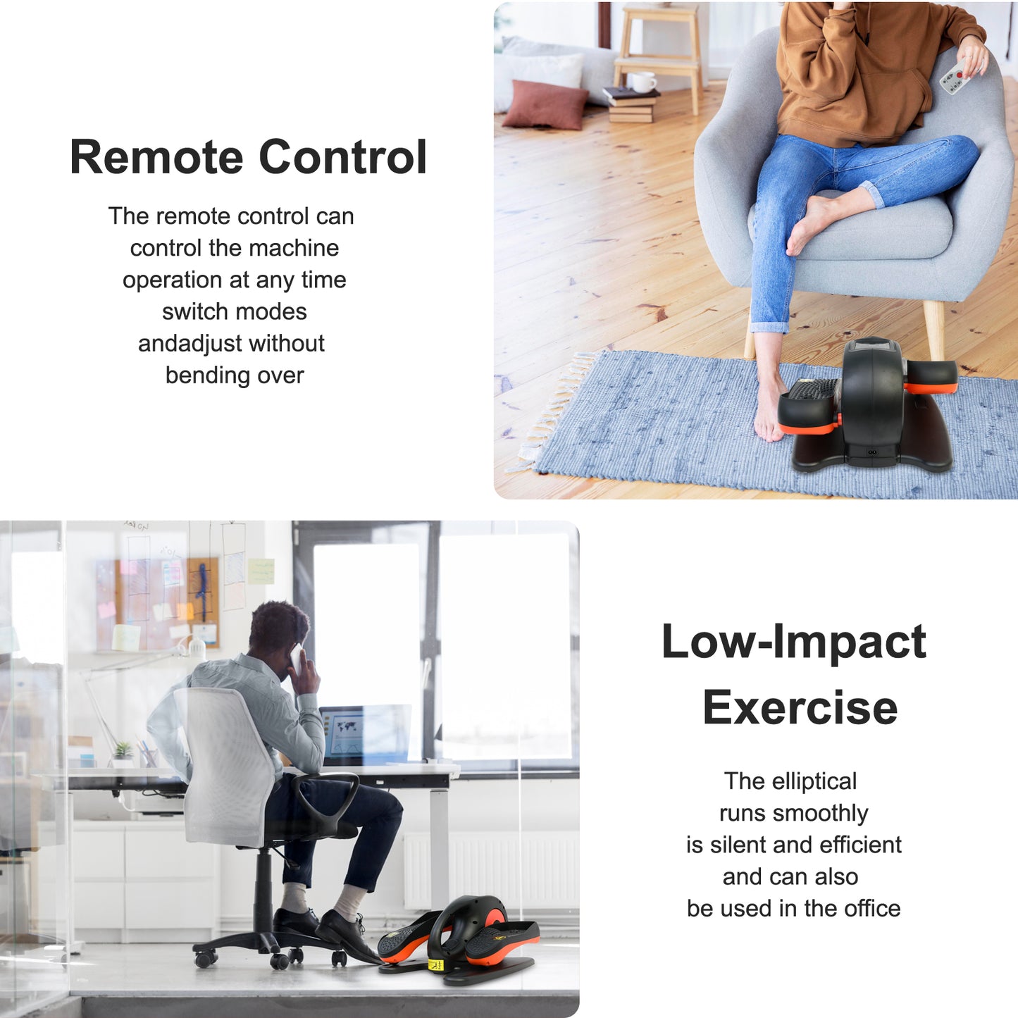 Under Desk Elliptical Exercise Machine, Electric Leg Exericser While Sitting for Seniors, Mini Pedal Ellipse Exerciser with Remote Control, Portable PeddlerTraining Equipment for Home Office