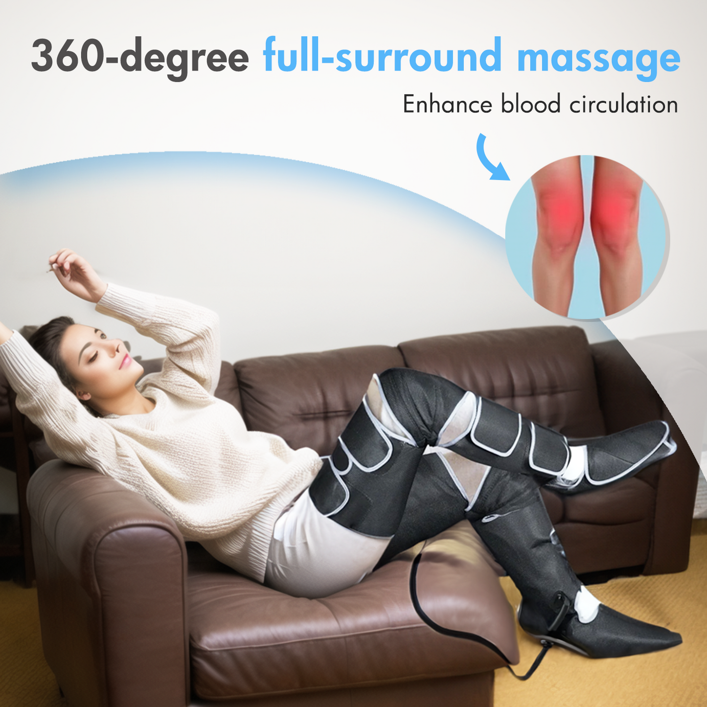 Leg Massager with Heat, Air Compression Thigh, Leg Air Compression Massager for Circulation and Pain Relief with 3 Modes, Muscles Relaxation
