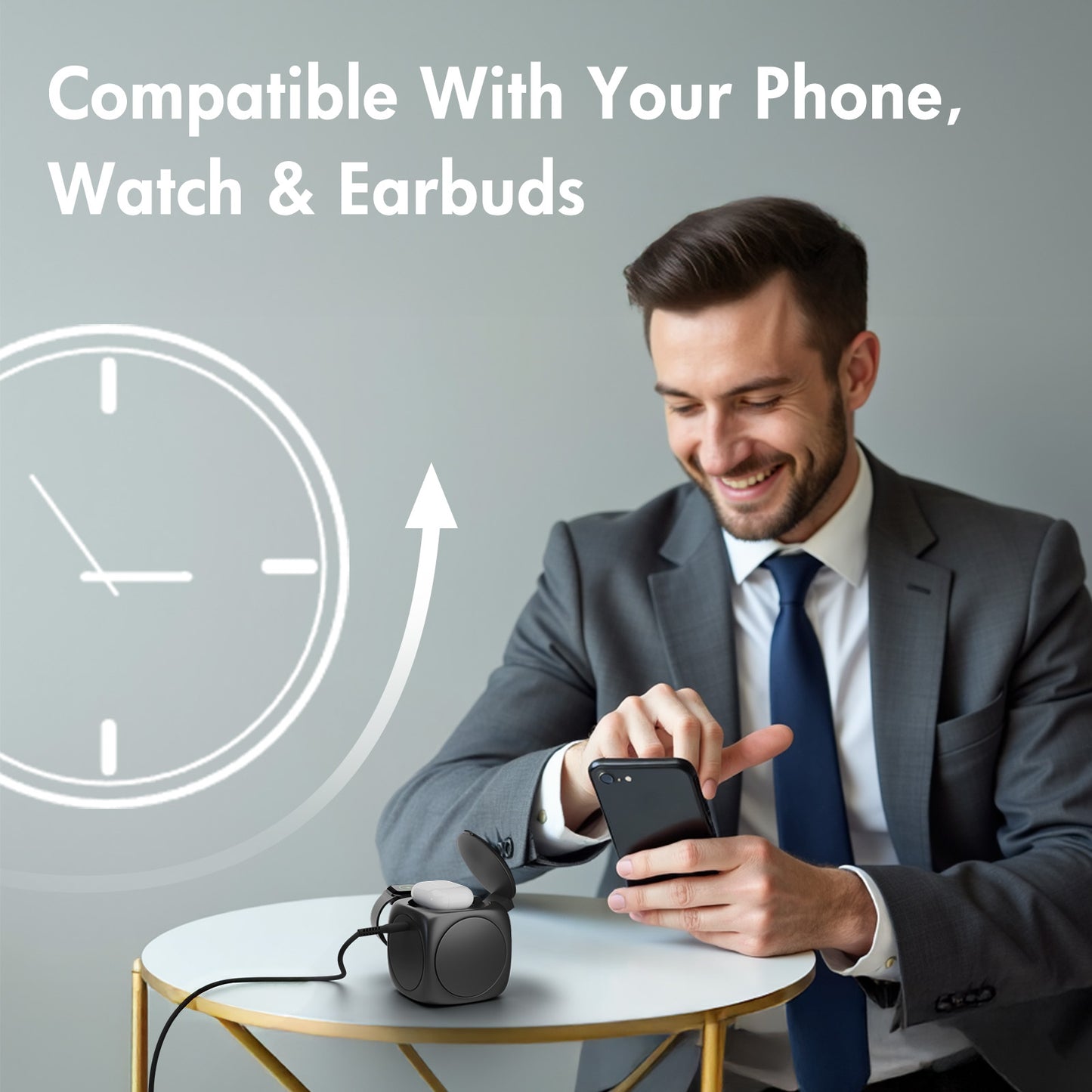 Foldable Magnetic Wireless Charger for iPhone Airpods iWatch, Portable 3 in 1 Charging Station Cube For Apple Multiple Devices - Travel Charging Pad Dock Compatible with Apple 12 and above series