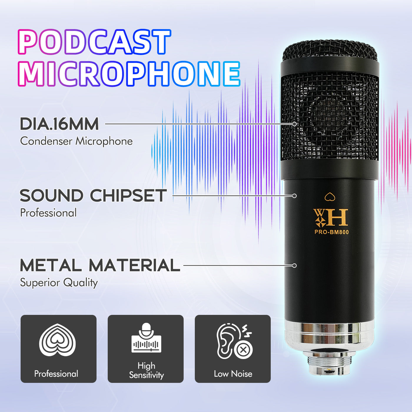 Podcast Equipment Bundle, Recording Studio Package Perfect for Recording, Broadcasting, Live Streaming, V10XPRO Voice Changer with Pro BM-800 Microphone