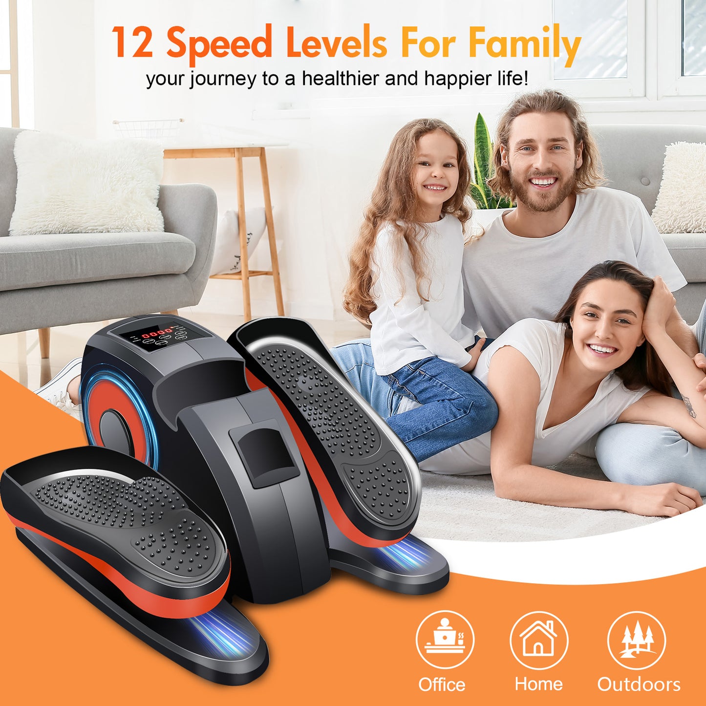 ALSO GO Under Desk Elliptical, Ellipse Leg Exerciser for Seniors Fully Assembled, Portable and Quiet Pedal Exerciser at Home, Elliptical Machine While Sitting with Remote Control Adjustable Speeds