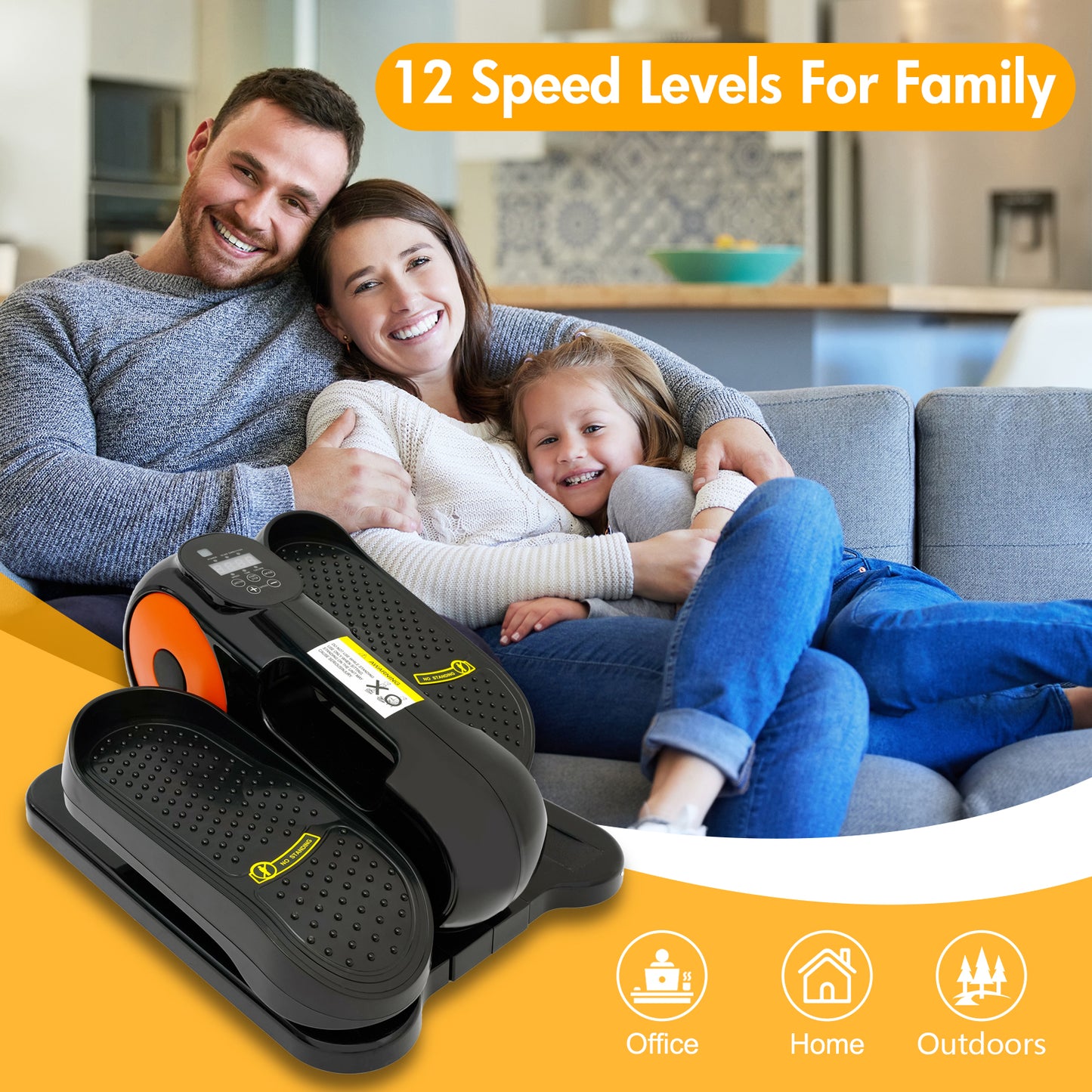 Under Desk Elliptical Machine, Ellipse Leg Exercise with Remote Control, 12 Adjustable Speeds, Manual & Electric Dual Modes, Mini Elliptical Machine