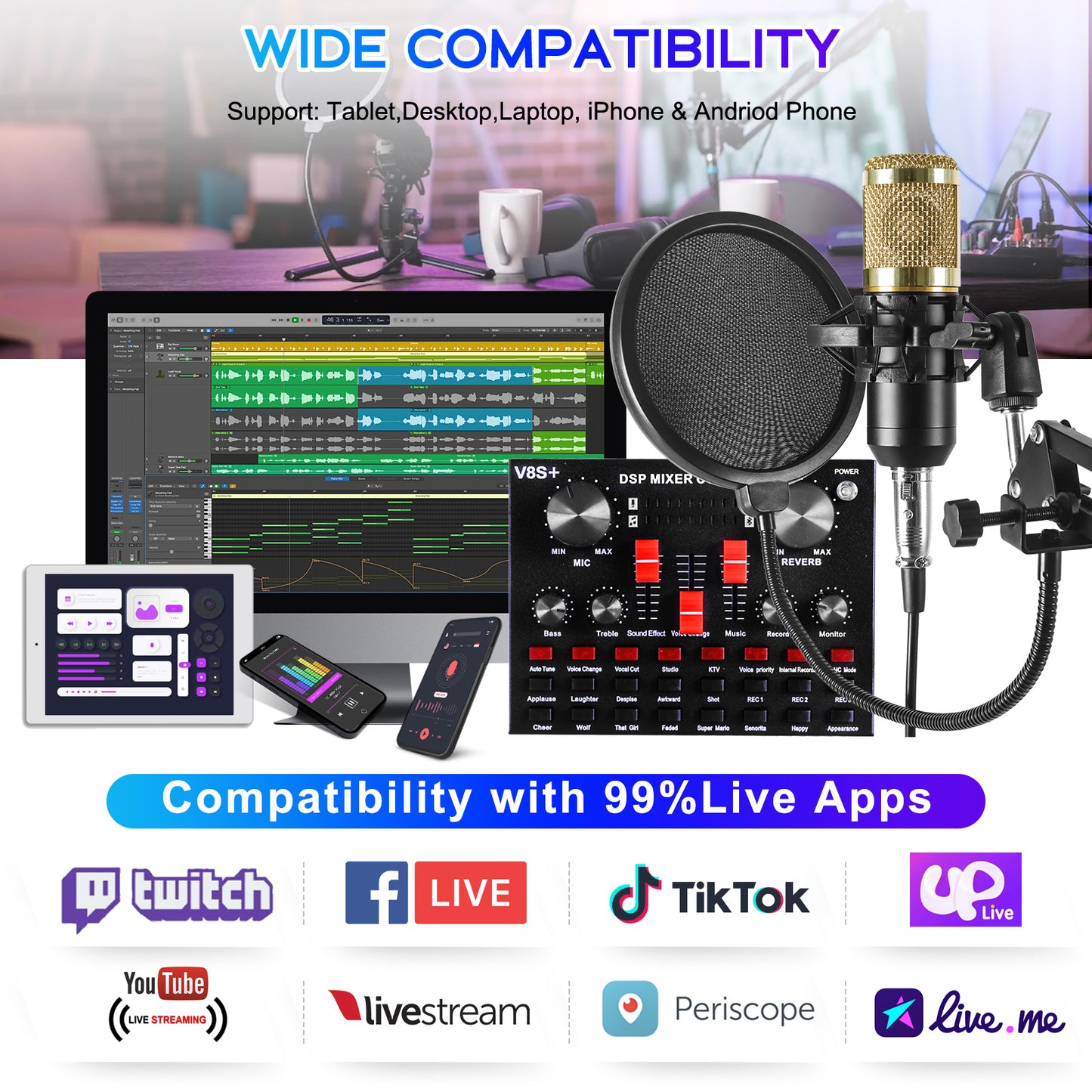 Microphone for Podcast Equipment Bundle and Studio Recording Equipment,USB Microphone,Microphone for Computer,Perfect for Recording Podcasts and Live Streaming