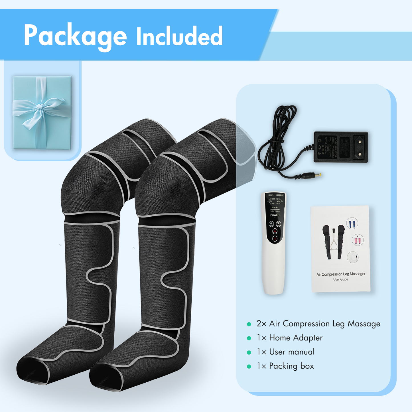 Leg Massager with Heat, Air Compression Thigh, Leg Air Compression Massager for Circulation and Pain Relief with 3 Modes, Muscles Relaxation
