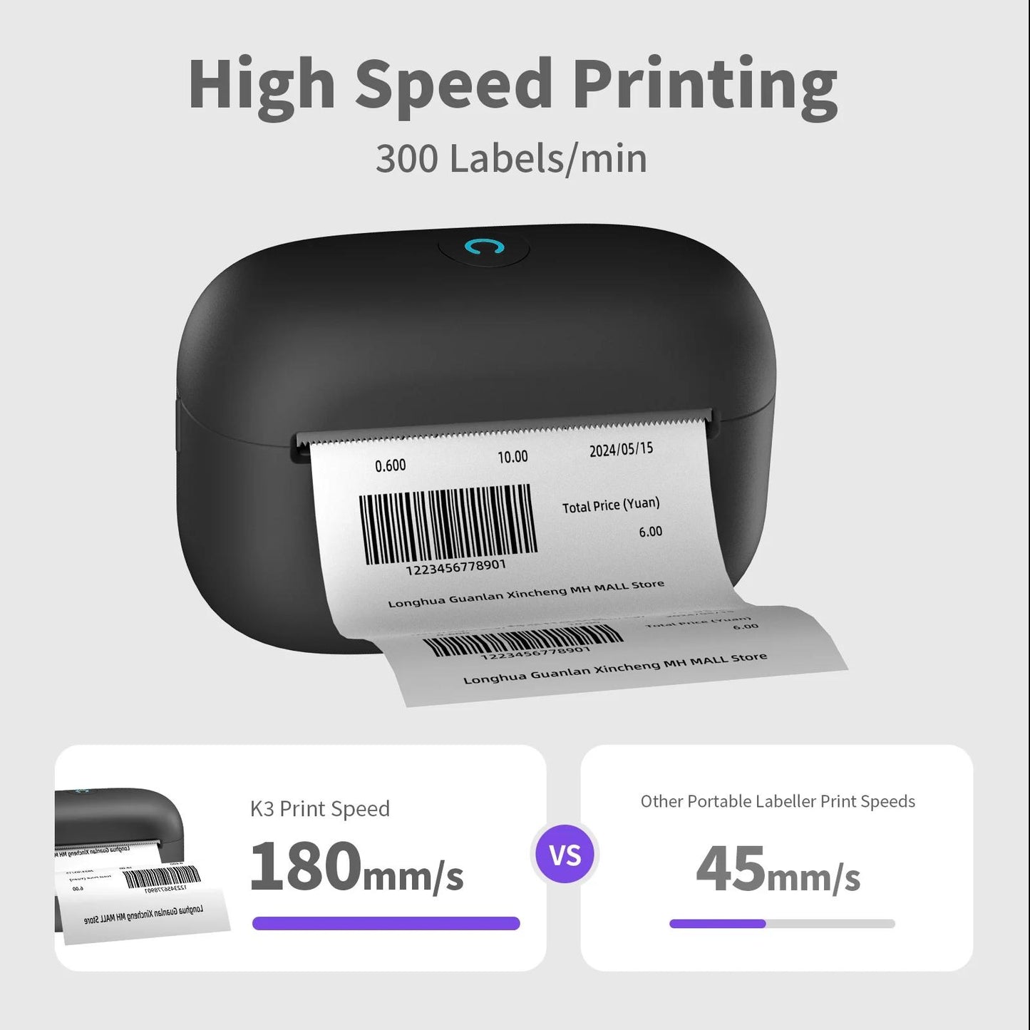 Portable Mini Wireless Bluetooth Thermal Printer Black, Compatible with Android and iOS, USB Rechargeable with Lithium Polymer Battery, for Notes, Planners, Instant Photos