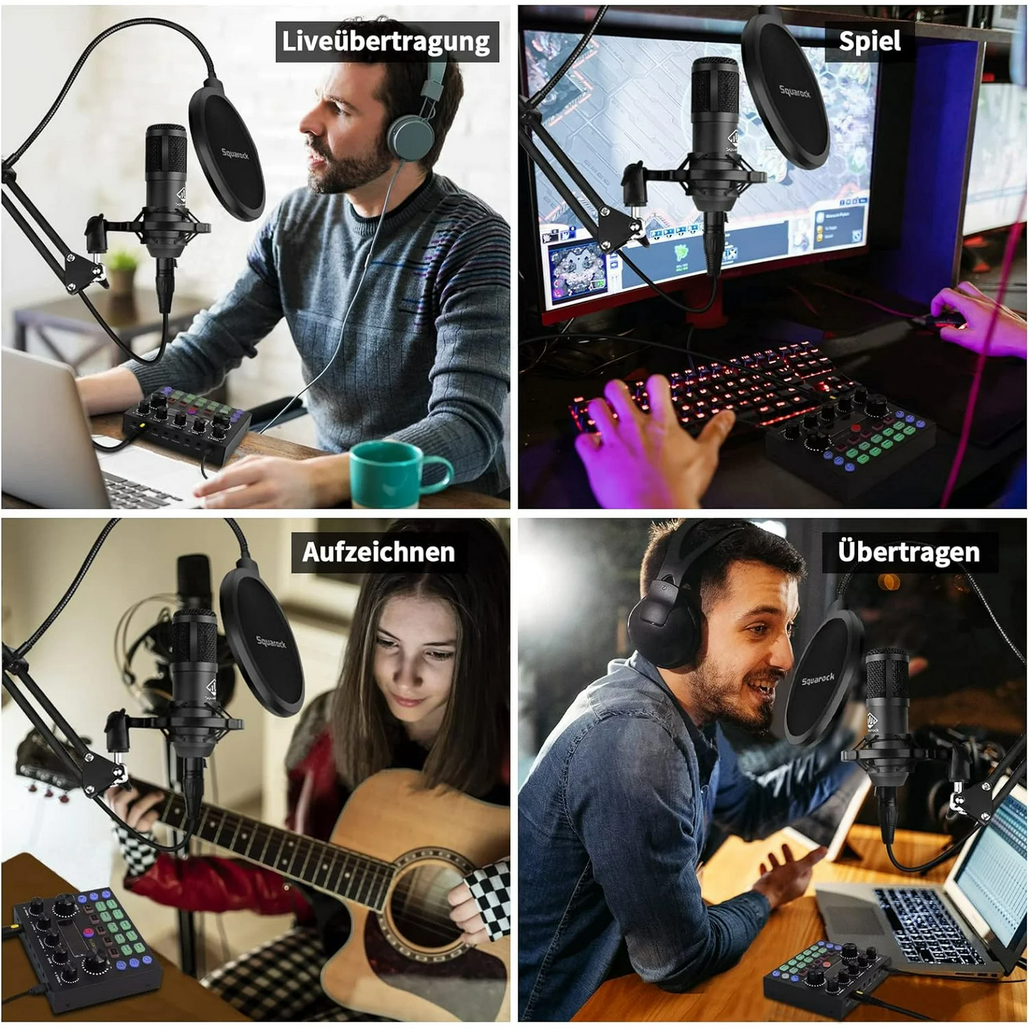 Podcast Equipment Bundle For 2, Audio Interface with Voice Changer Studio Microphone, Perfect for Live Streaming, Singing