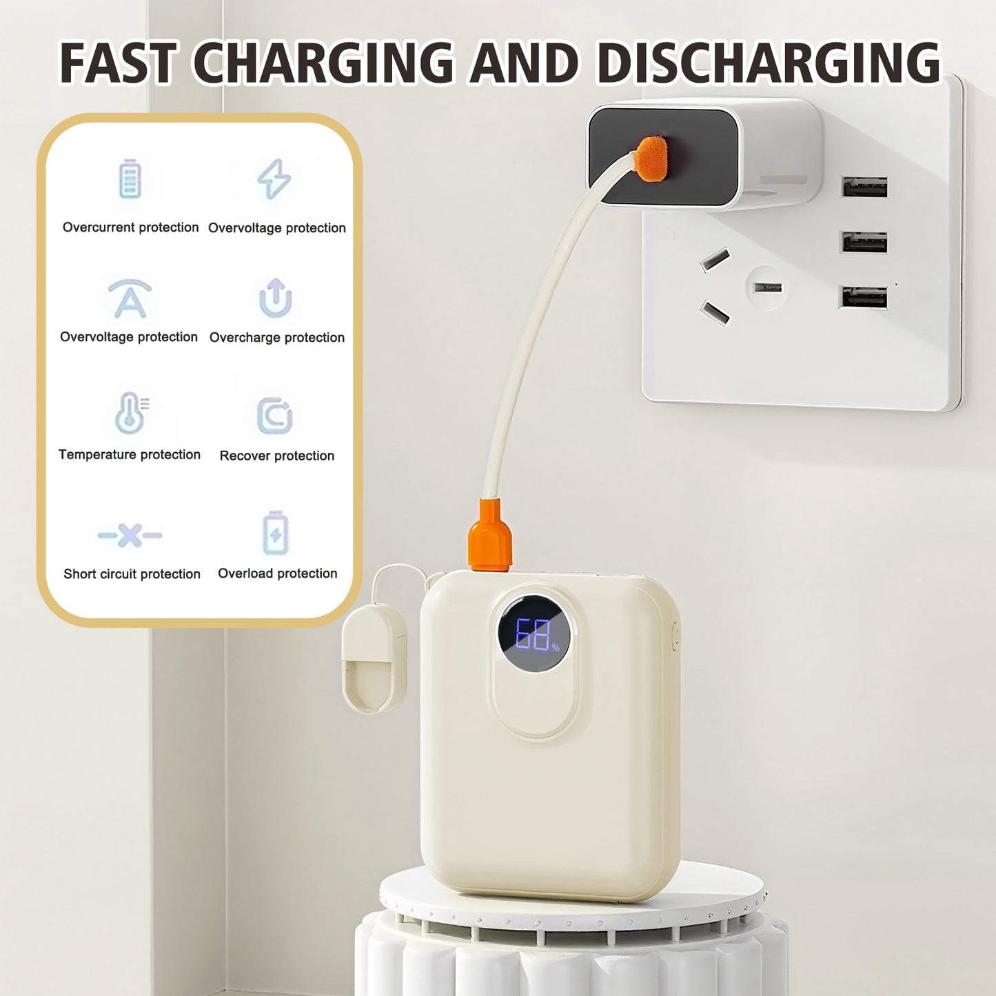 Portable Charger, Lightest 10000mAh 22.5W PD Power Bank, USB C in & Out Fast Charging Battery Pack, External Phone Powerbank Compatible with iPhone 16 15 14 13 Samsung S22 S21 Google iPad etc(Cream White)
