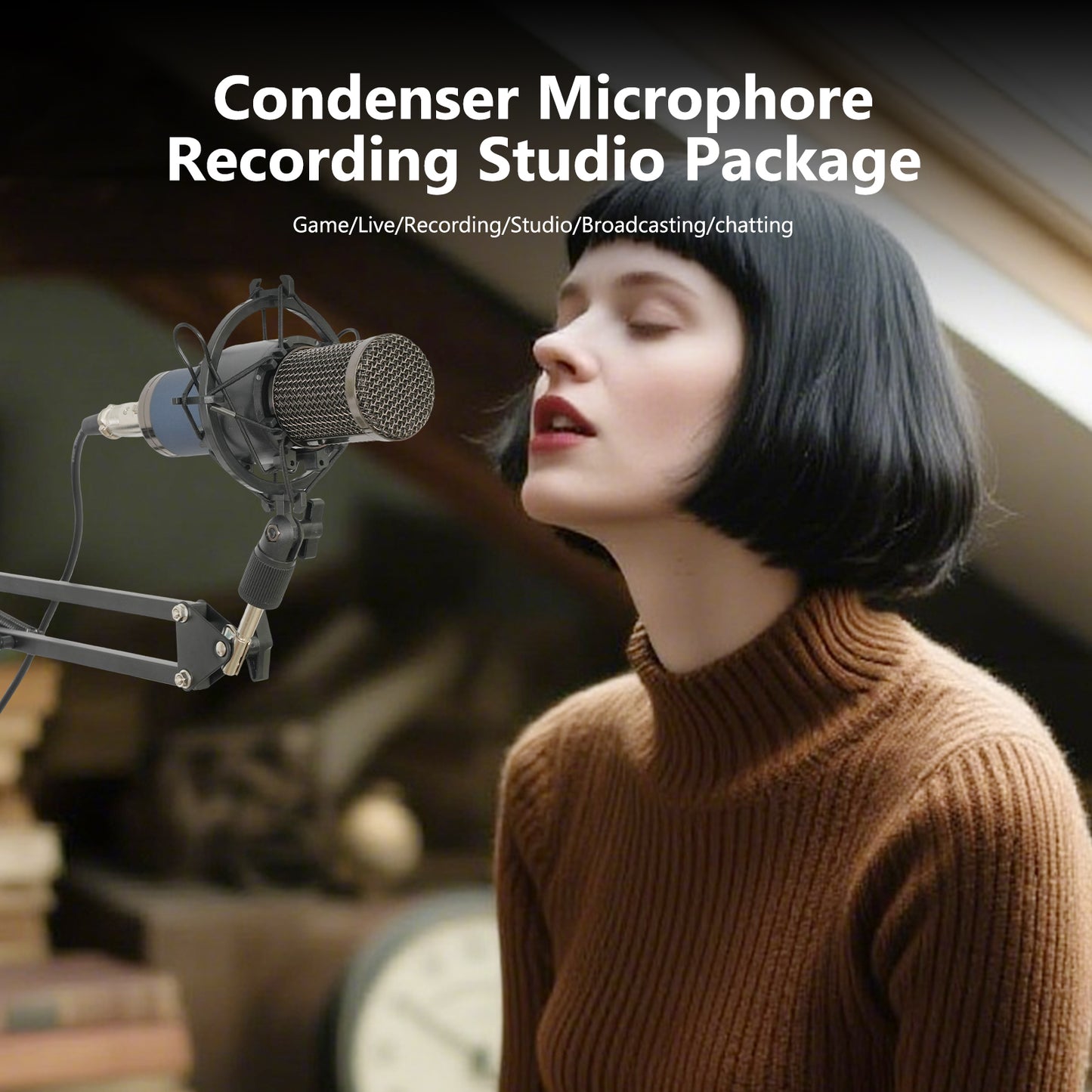Podcast Equipment Bundle, Q7 Live Sound Card with 2 F11 Condenser Microphones for Singing Broadcast, Live Streaming, Gaming