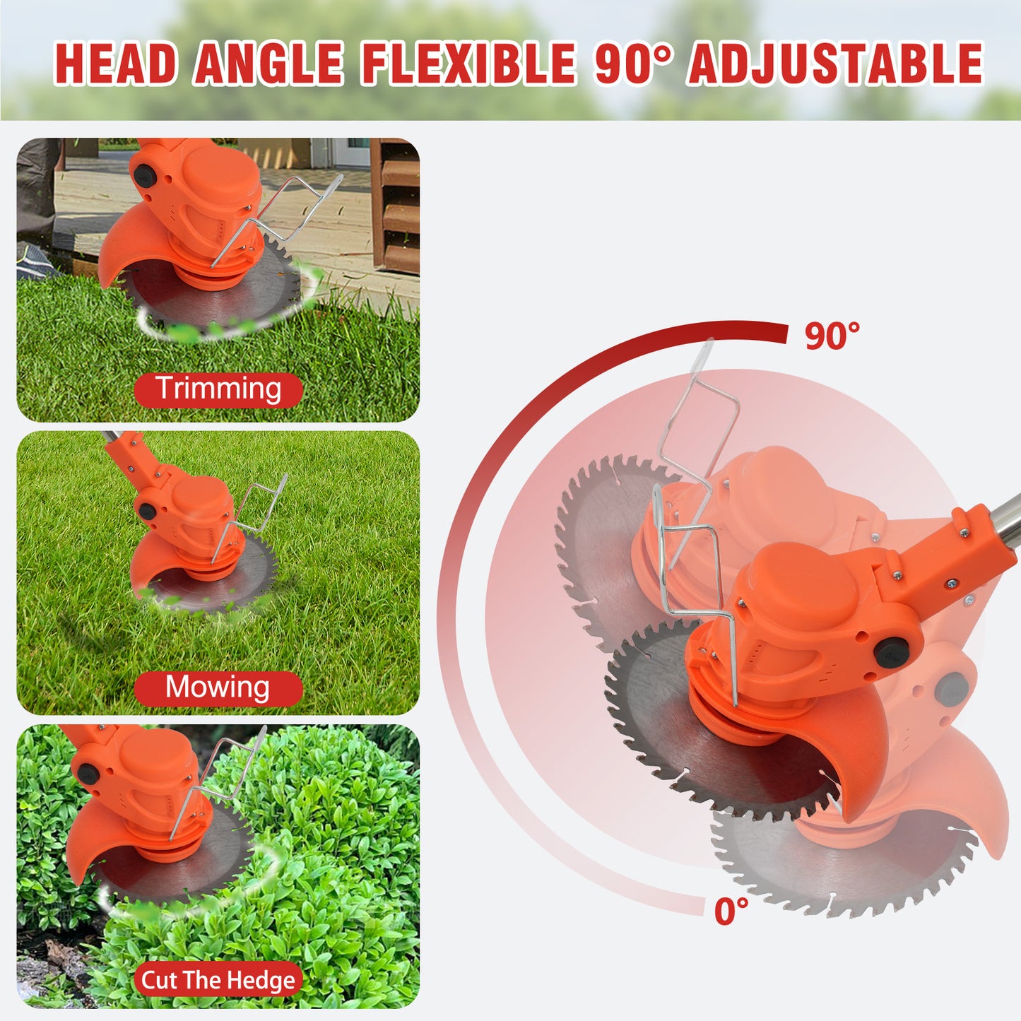 Grass Trimmer & Weed Wacker Combo, Battery Powered with 2000mAh Dual Batteries, Electric for Lawn & Patio