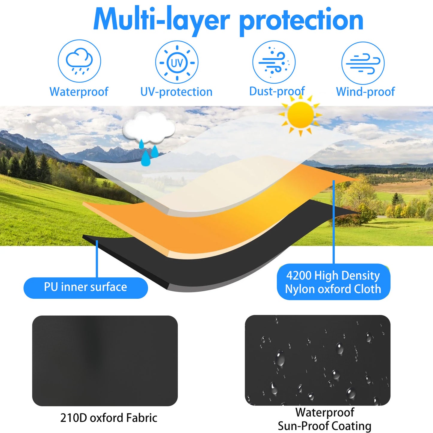 CATGOOD Fire Pit Cover Square, Waterproof Square Fire Pit Table Cover, 600D Heavy Duty Fabric with PVC Coating