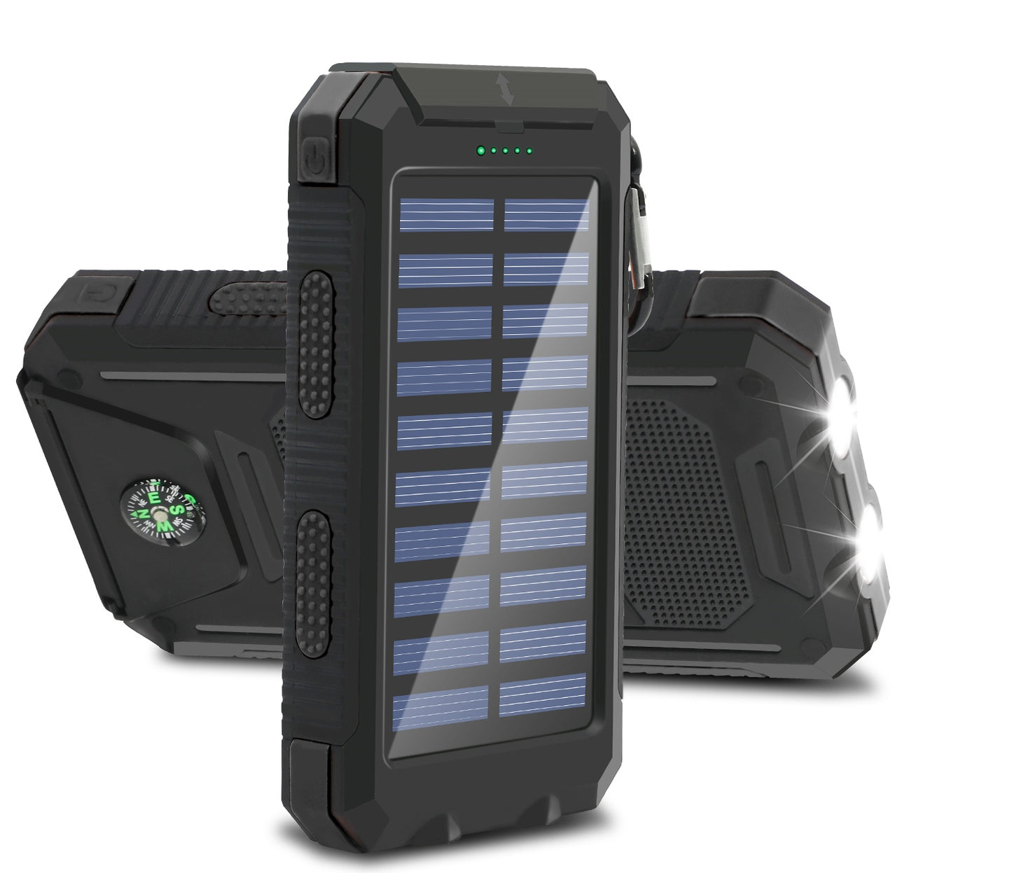 CATGOOD Solar Charger for Cell Phone 20000mAh, Portable Solar Power Bank with Dual 5V USB Ports, 2 Led Light Flashlight, Compass (Black)