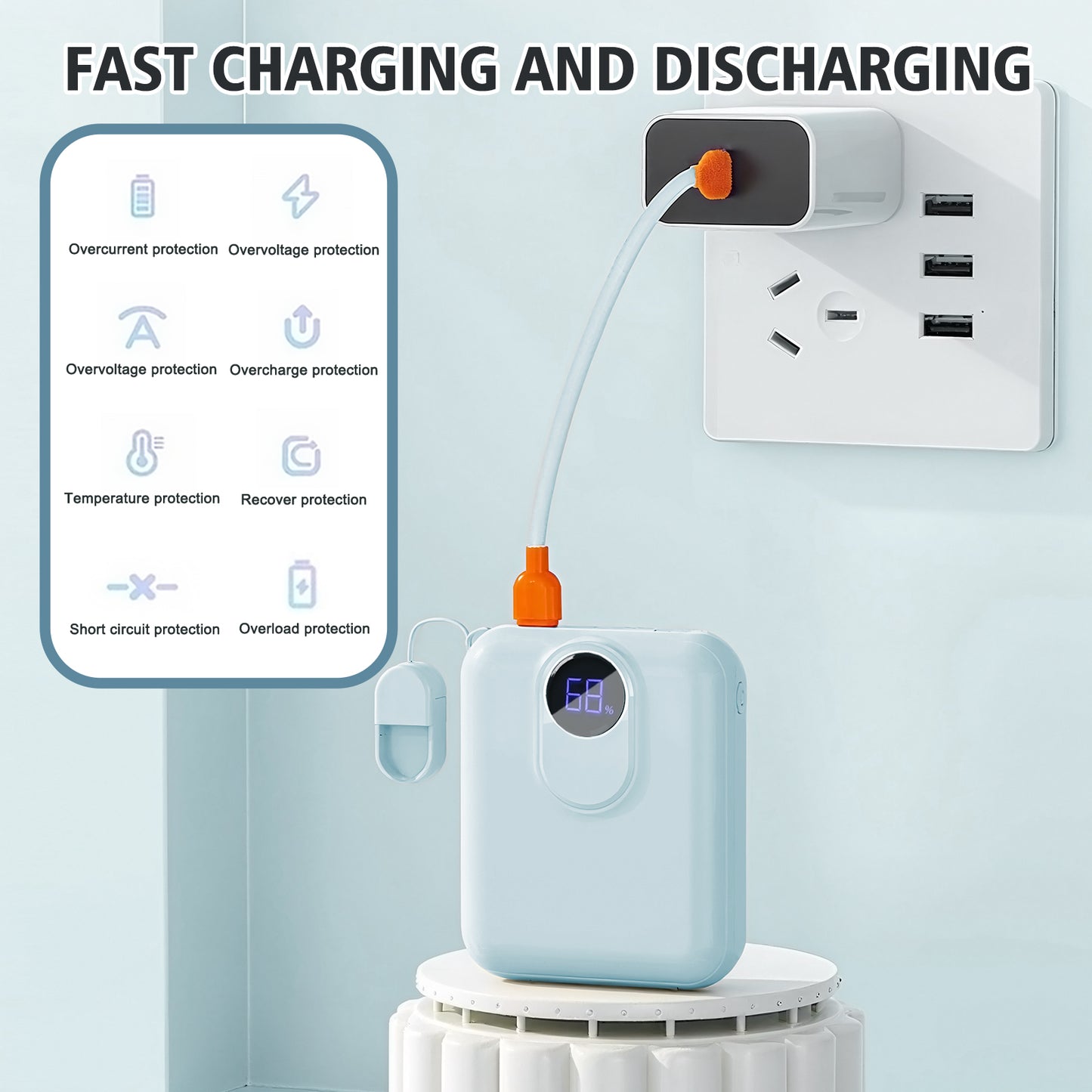 Portable Charger, Lightest 10000mAh 22.5W PD Power Bank, USB C in & Out Fast Charging Battery Pack, External Phone Powerbank Compatible with iPhone 16 15 14 13 Samsung S22 S21 Google iPad etc(Blue)