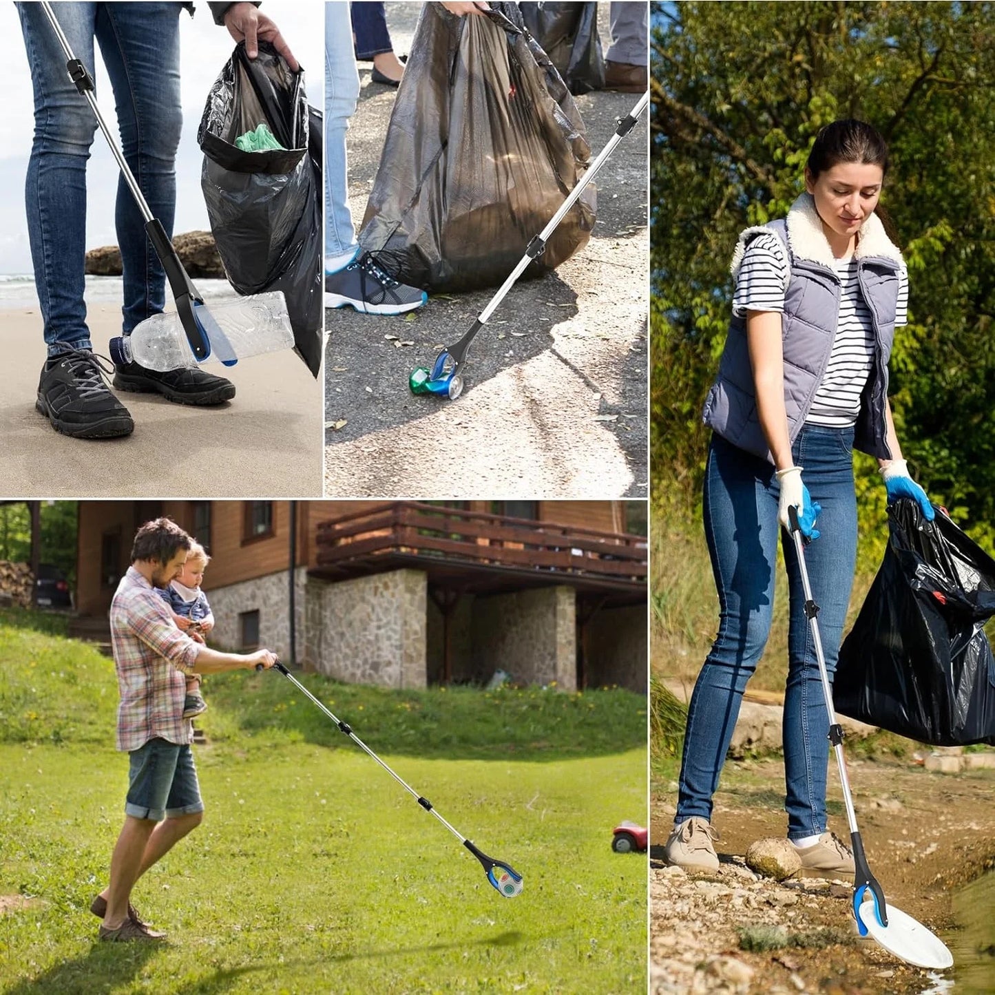 2Pcs 43 inch Grabber Reaching Tool, Extra Long Foldable Reachers and Grabbers for Elderly Grab It Reaching Tool
