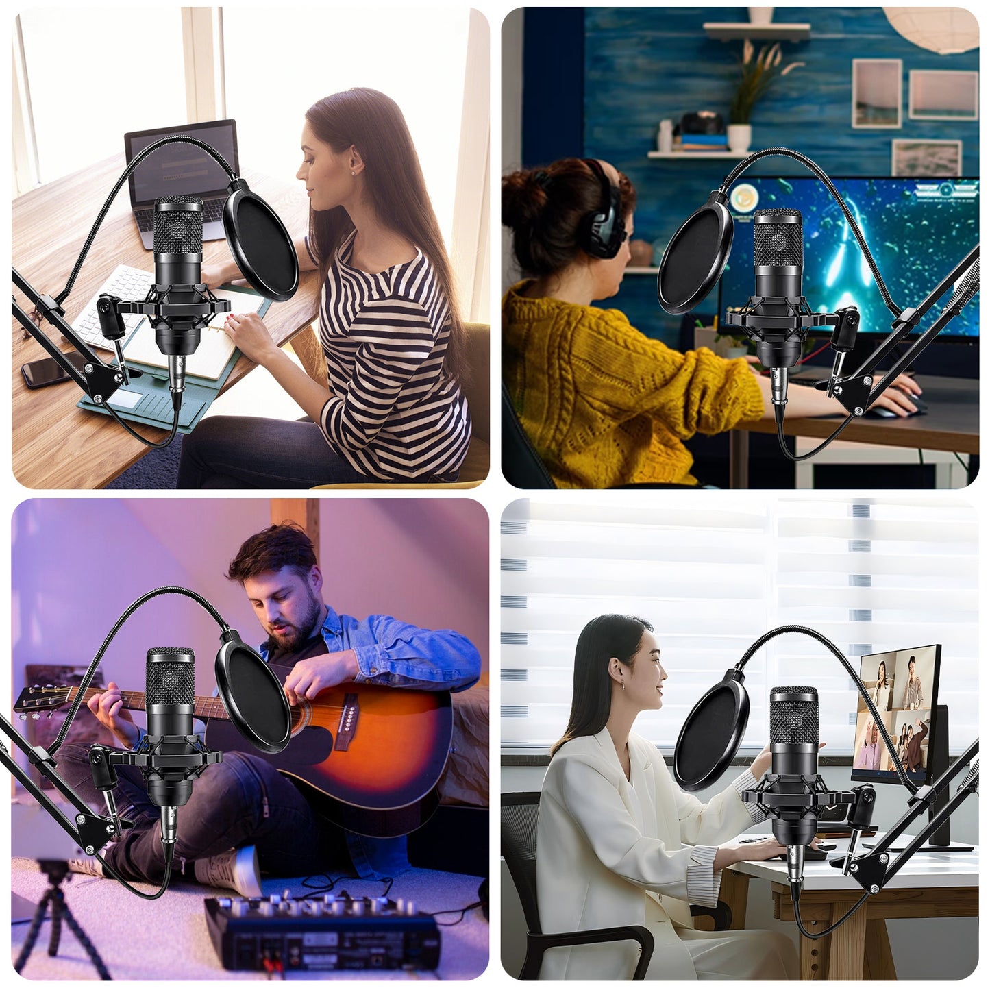 Podcast Equipment Bundle for 2, V8K Live Sound Card with BM800 Condenser Microphone, Perfect for Live Streaming, Singing