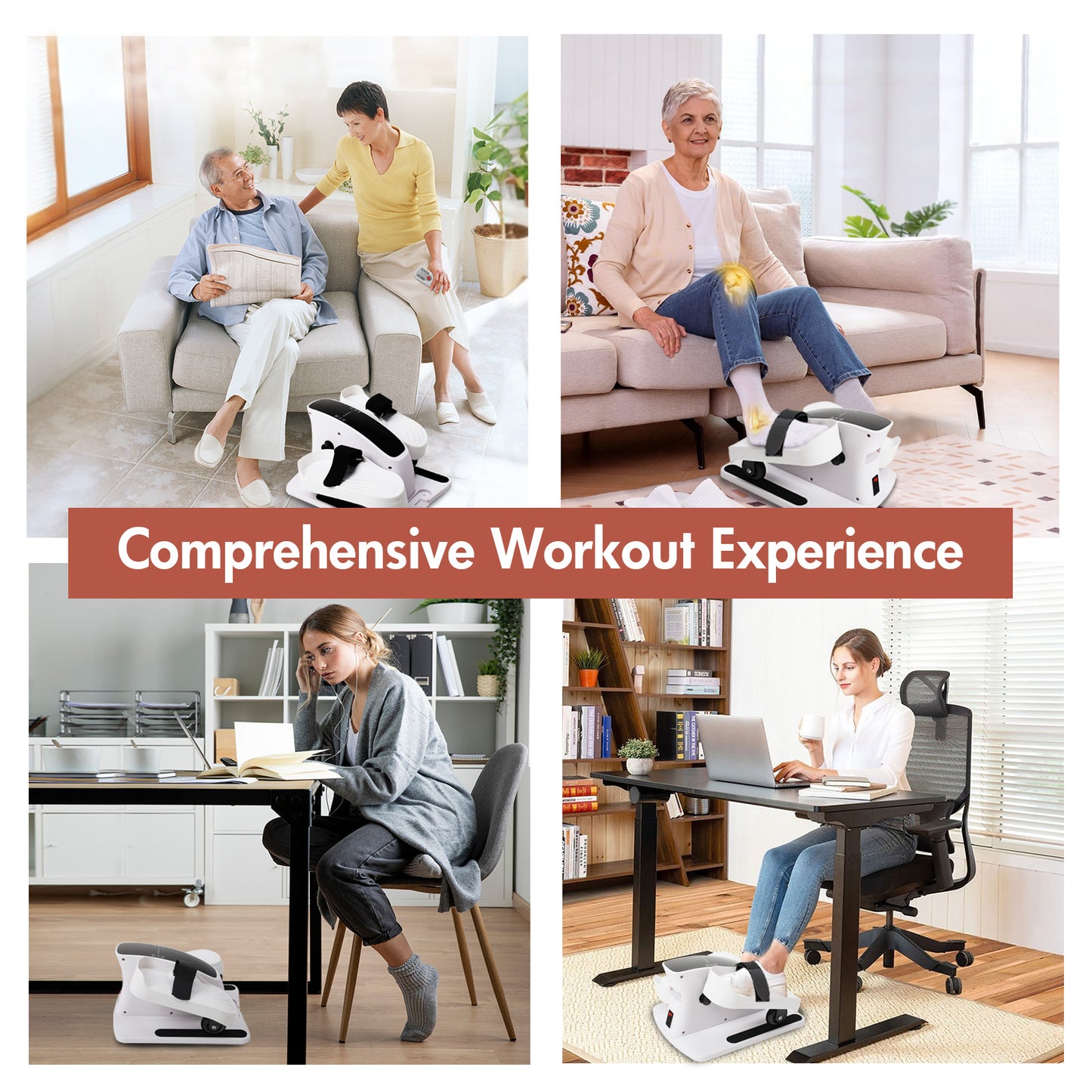 CATGOOD Under Desk Elliptical Machine, Ellipse Leg Exerciser for Seniors Fully Assembled, Quiet & Portable Electric Seated Pedal Exerciser with Remote Control Adjustable Speeds