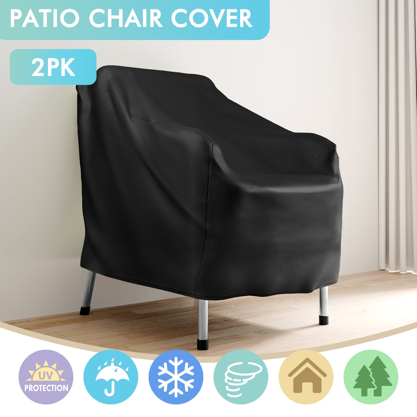 CATGOOD Patio Chair Covers, 420D Outdoor Chair Cover Waterproof, Lawn Lounge Furniture Cover for Wicker Chair, Swivel Chair, Rocking Chair, Black