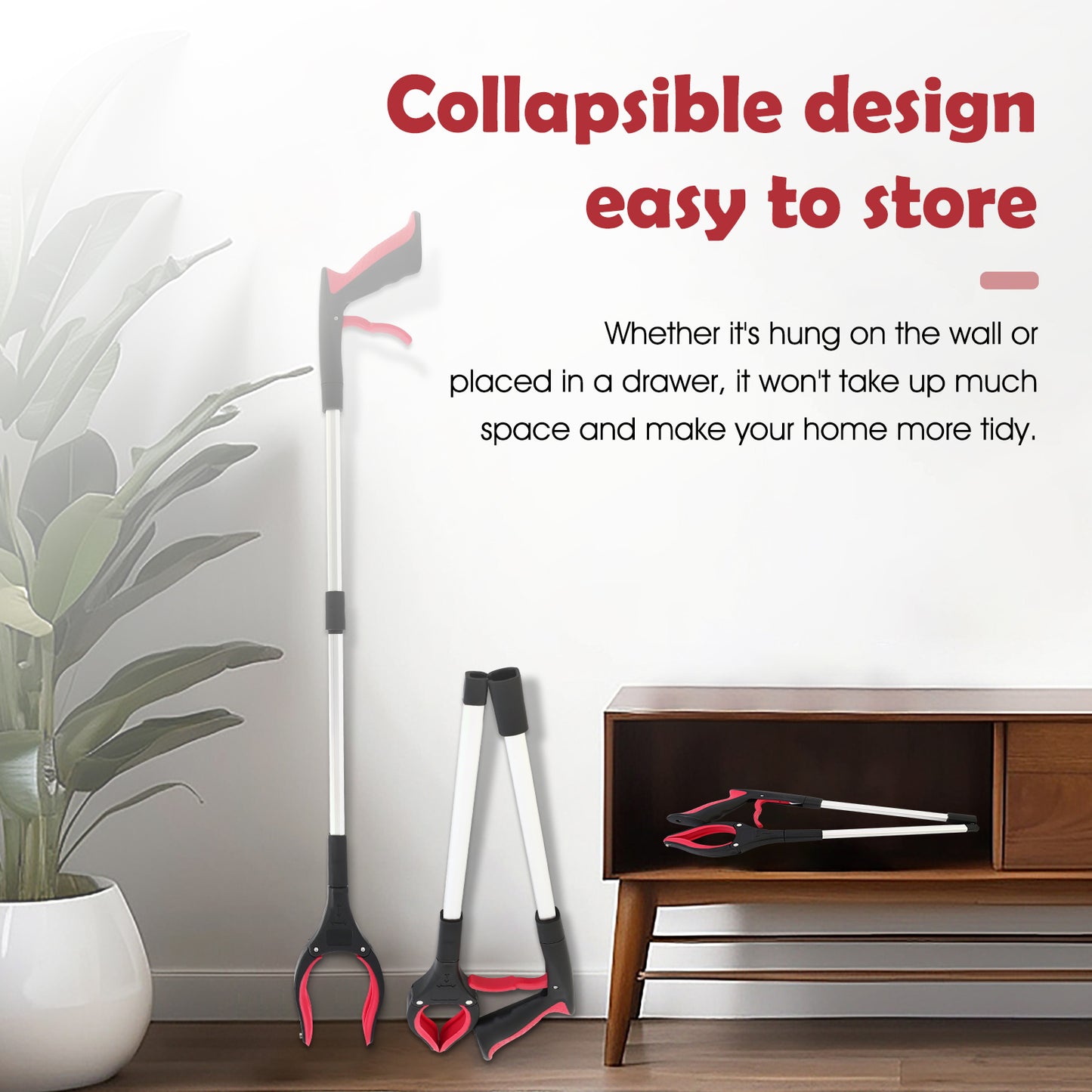 2Pcs 32 Grabber Reacher Tool, Foldable Grabber Reaching Tool, Red