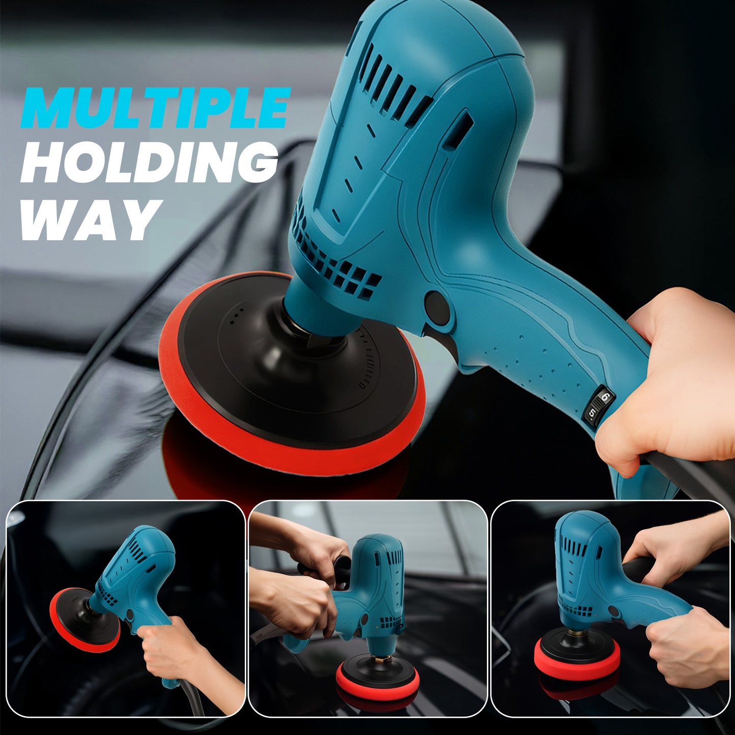 Buffer Polisher Kit for Car, 6 Inch Rotary Polisher Buffer Waxer, 6 Variable Speed 1000-4100rpm, Detachable Handle Buffing Machine for Car Boat Sanding Polishing Waxing