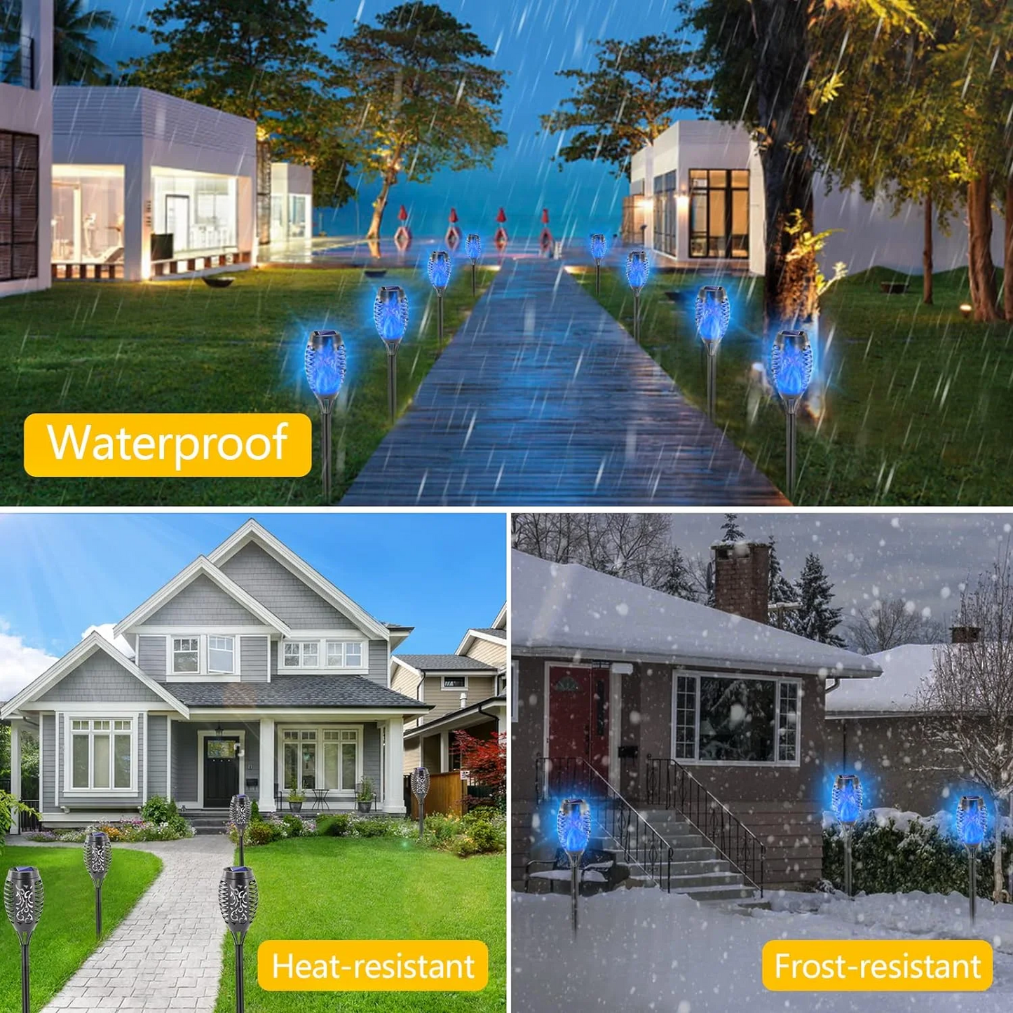 BAOKALEr Waterproof Solar LED Landscape & Walkway Lights, ABS Blue, 6 Pack