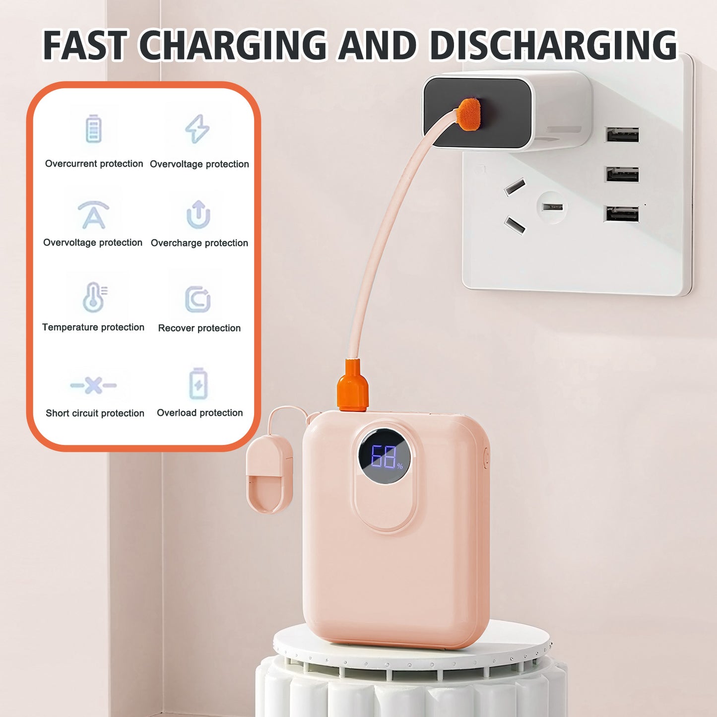 Portable Charger, Lightest 10000mAh 22.5W PD Power Bank, USB C in & Out Fast Charging Battery Pack, External Phone Powerbank Compatible with iPhone 16 15 14 13 Samsung S22 S21 Google iPad etc(Pink)