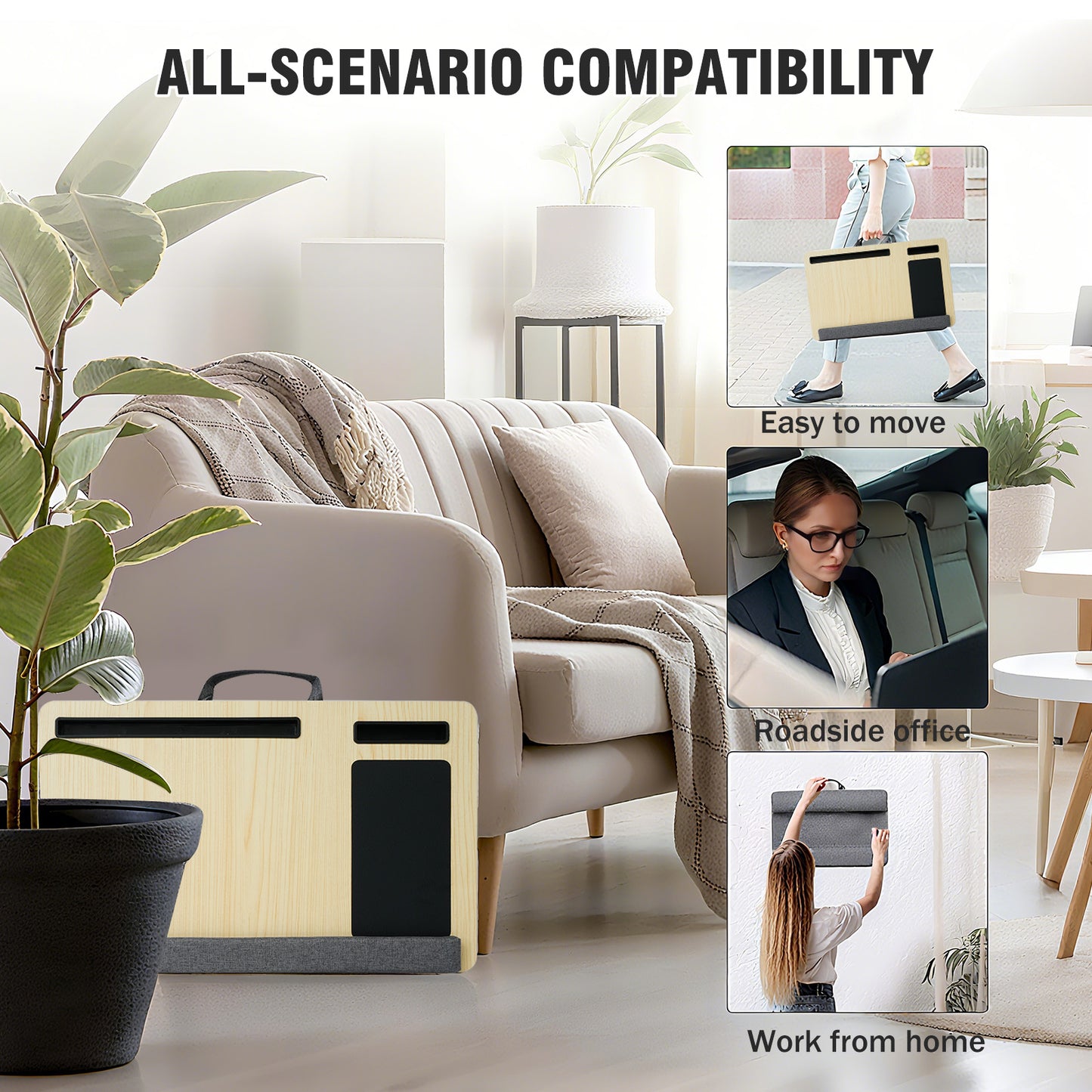 Lap Desk Laptop Bed Table, Home Office Portable Computer Lapdesk with Soft Pillow Cushion