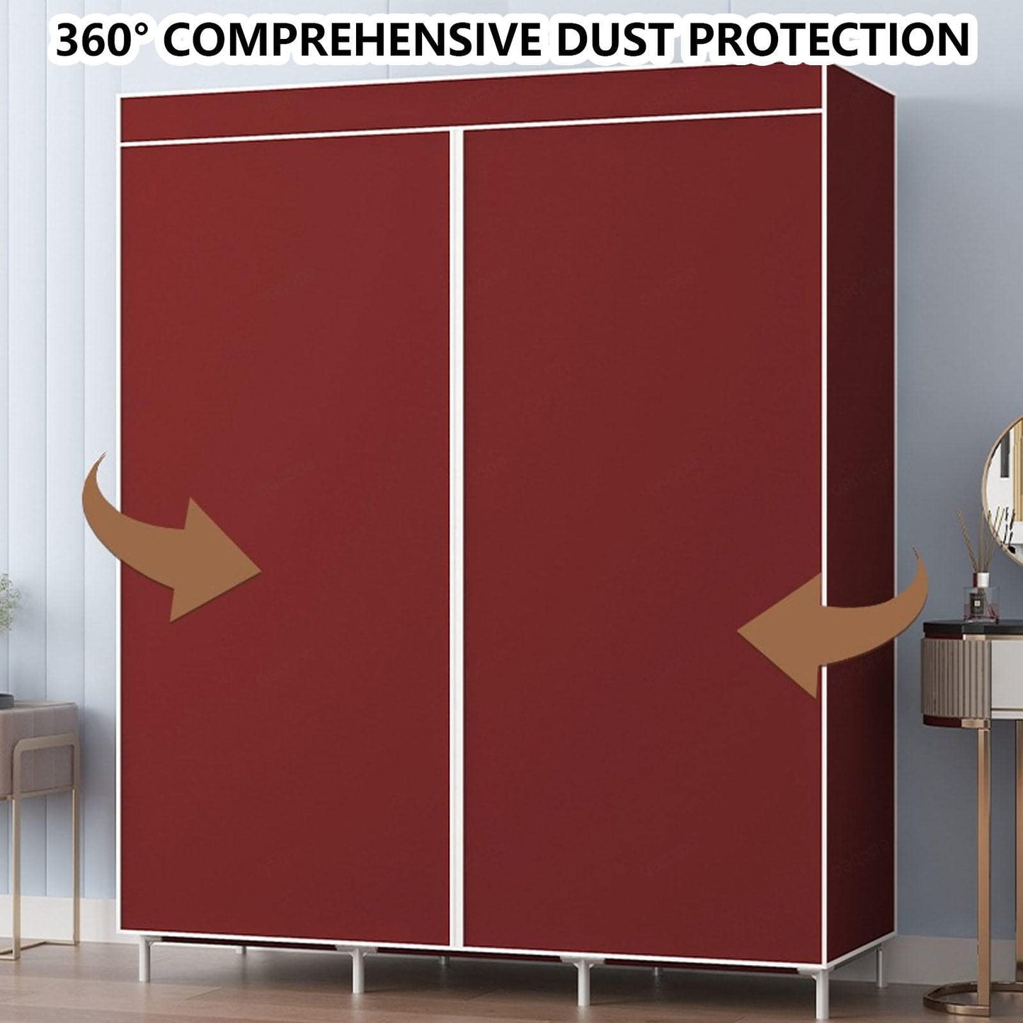 Portable Closet Storage Organizer Clothes Wardrobe Shoe Clothing Rack Shelf Dustproof Non-woven Fabric