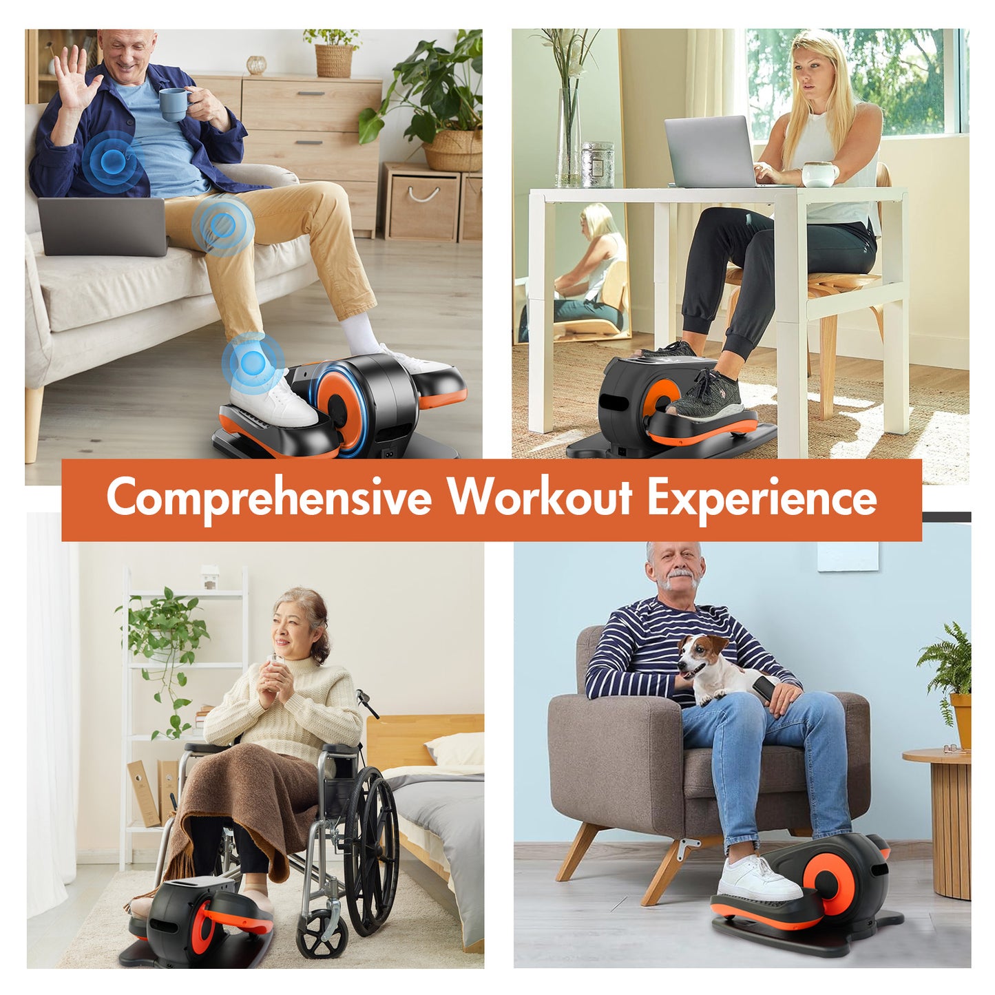 CATGOOD Under Desk Elliptical, Portable & Quiet Ellipse Exerciser for Seniors Adults Fully Assembled, Electric Seated Pedal Exerciser with Remote Control, Non-Slip Straps