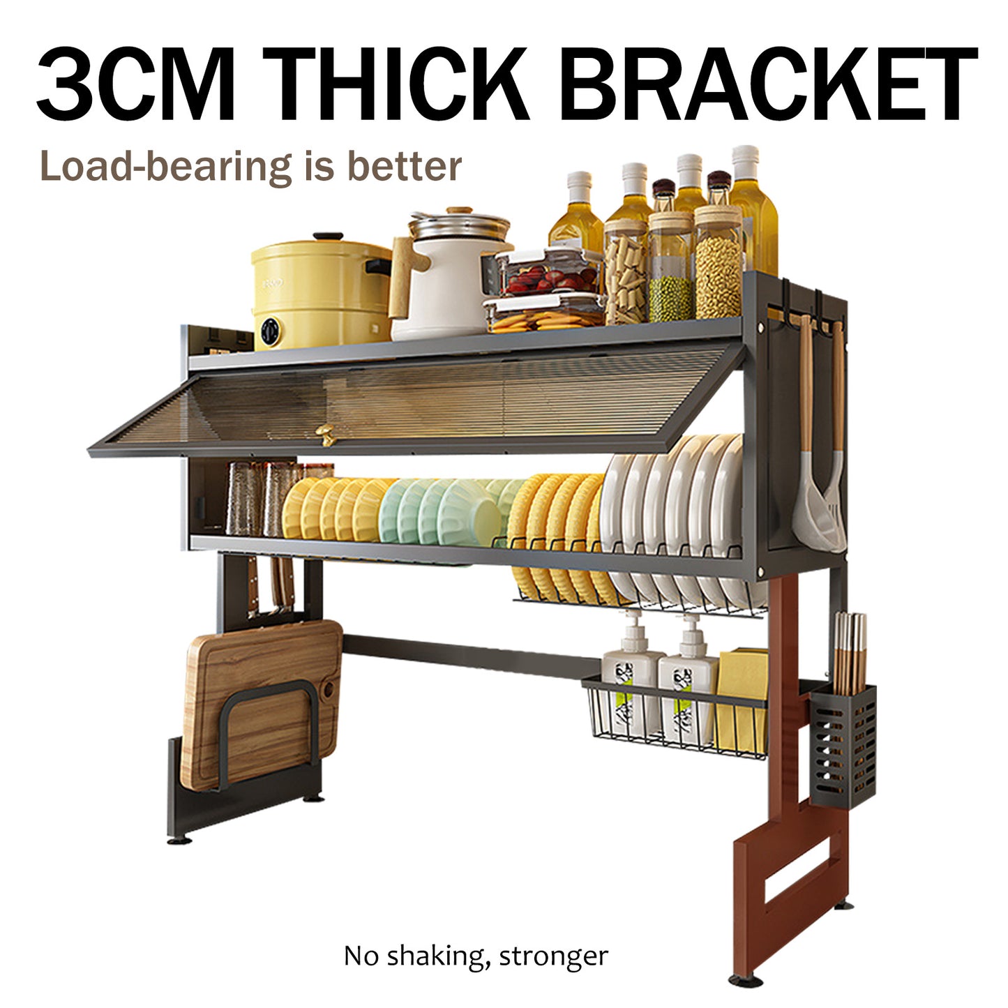 Over The Sink Dish Drying Rack - Adjustable Dish Rack for Kitchen Counter, Metal (Black-41.34Inches)