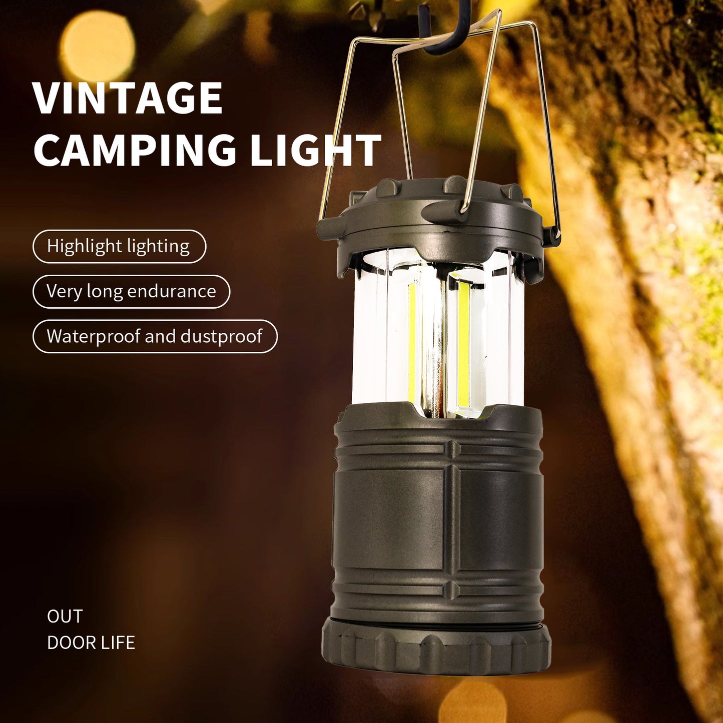Baokaler LED Camping Lanterns, 4 Pack camping lights, Lamp Light, Collapsible Battery Flashlight, Camping Accessories, Gray