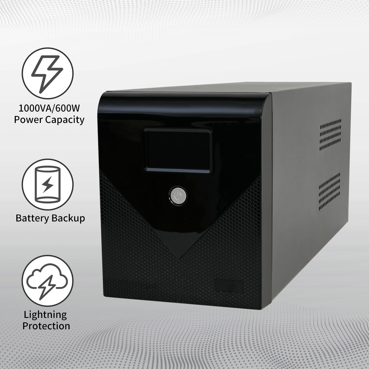 Backup UPS Power Supply 1200VA 720W Battery Backup Power with 4 Outlets and LCD Display, Suitable for Home and Office