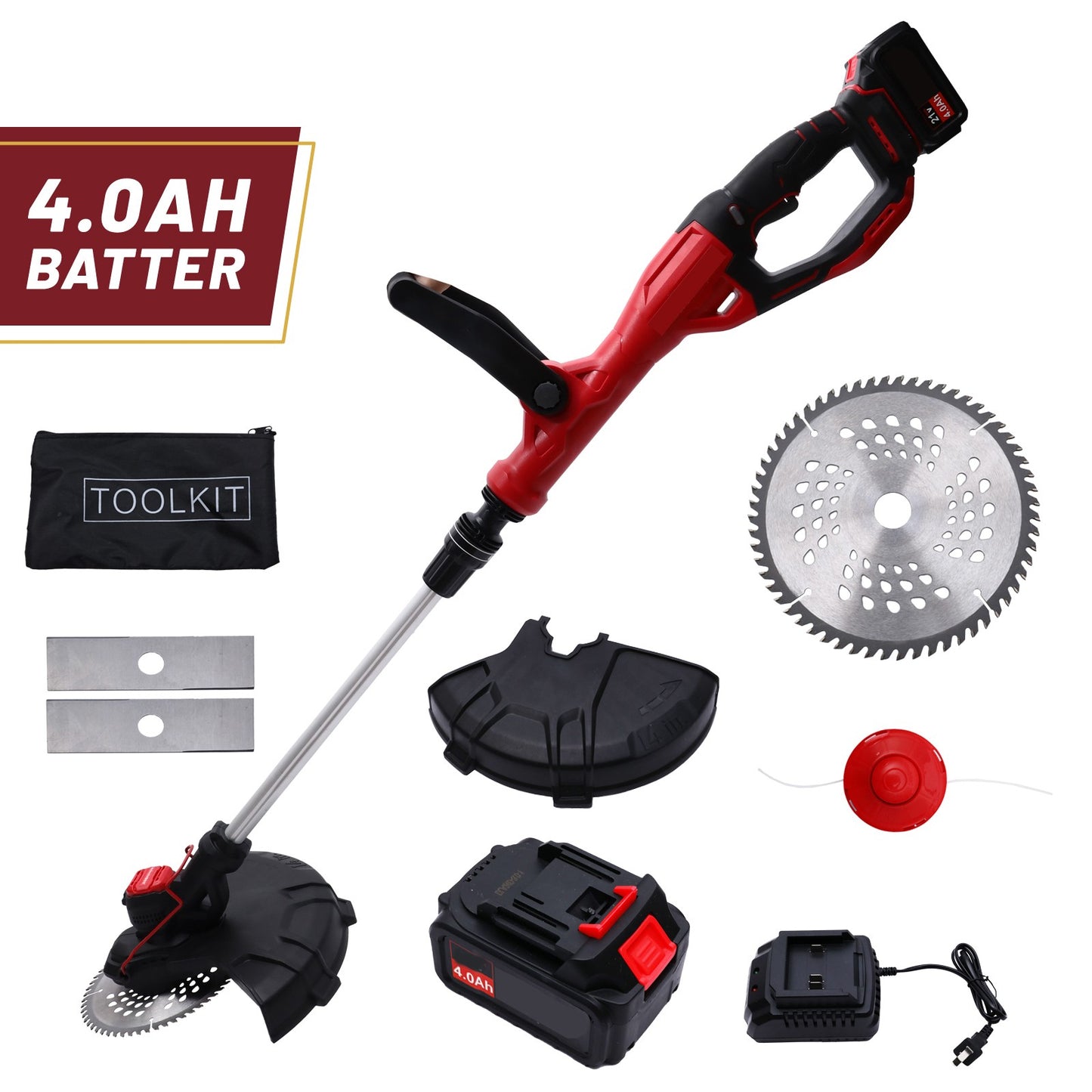 BAOKALER Cordless Brussless Weed Eaters with 4.0Ah 10C Battery, 18000RPM Grass String Trimmer for Wood Cutting Grass Cutting