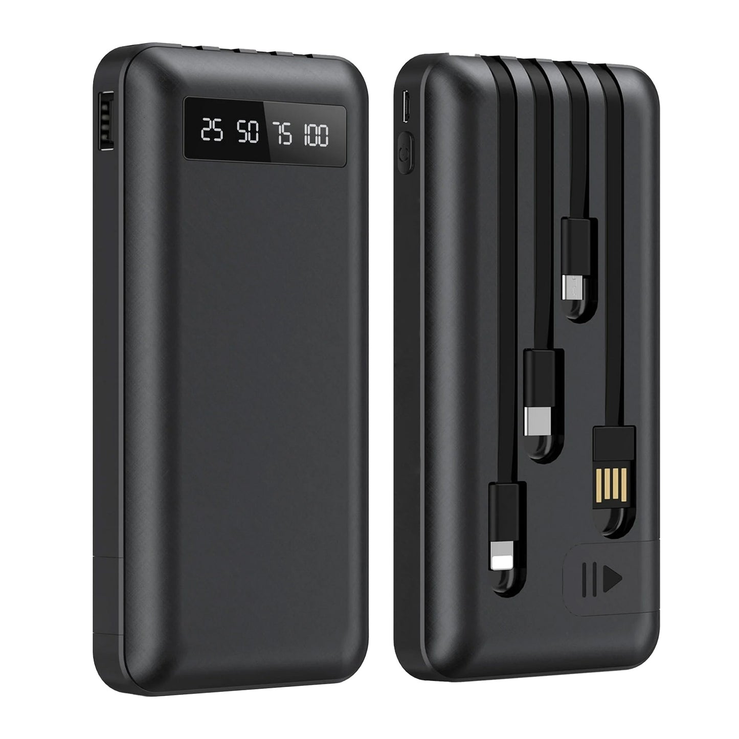 BAOKALER 20000mAh Power Bank Portable Fast Charger with 4 Cables, Compatible with iPhone & Samsung, High-Speed Charging Battery Pack, USB-C Cables, Black