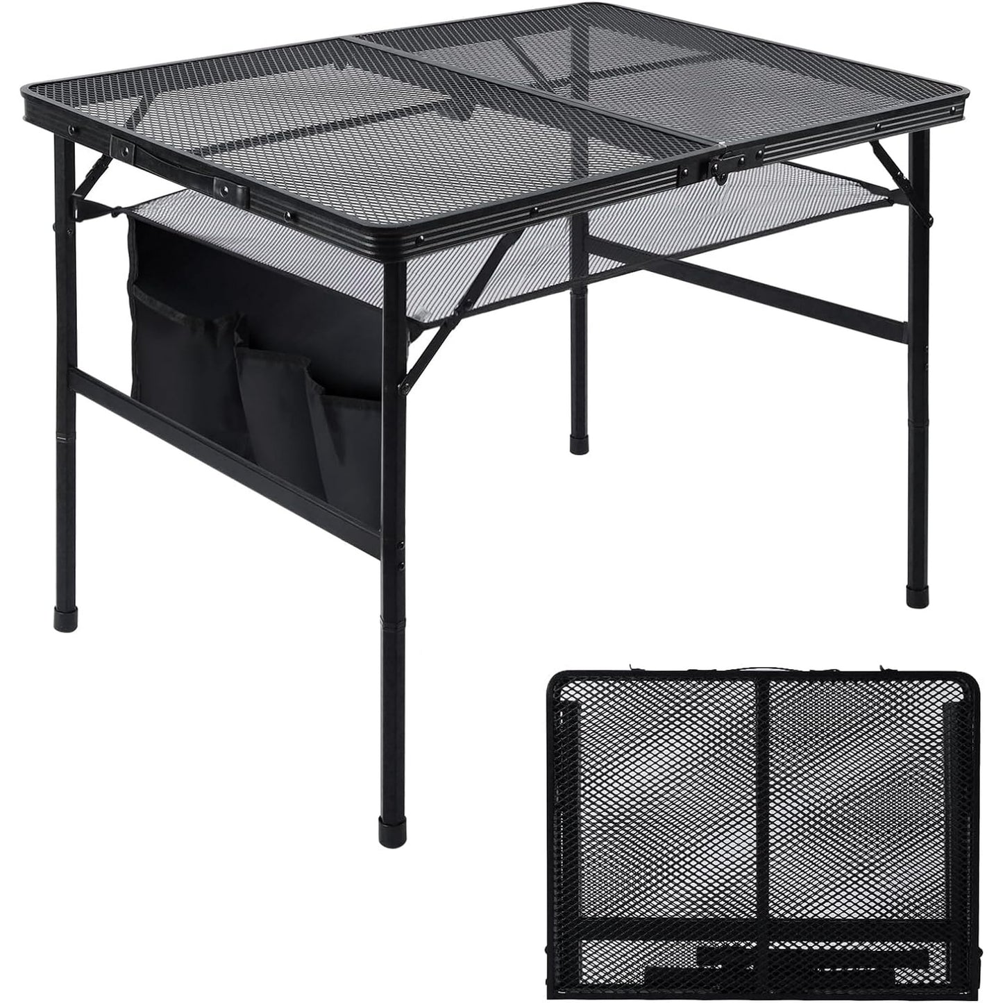 Folding Grill Table Camping Table Adjustable Height Large Storage Bag Carrying Bag Portable Aluminum Indoor Outdoor Picnic BBQ Backyards Beach