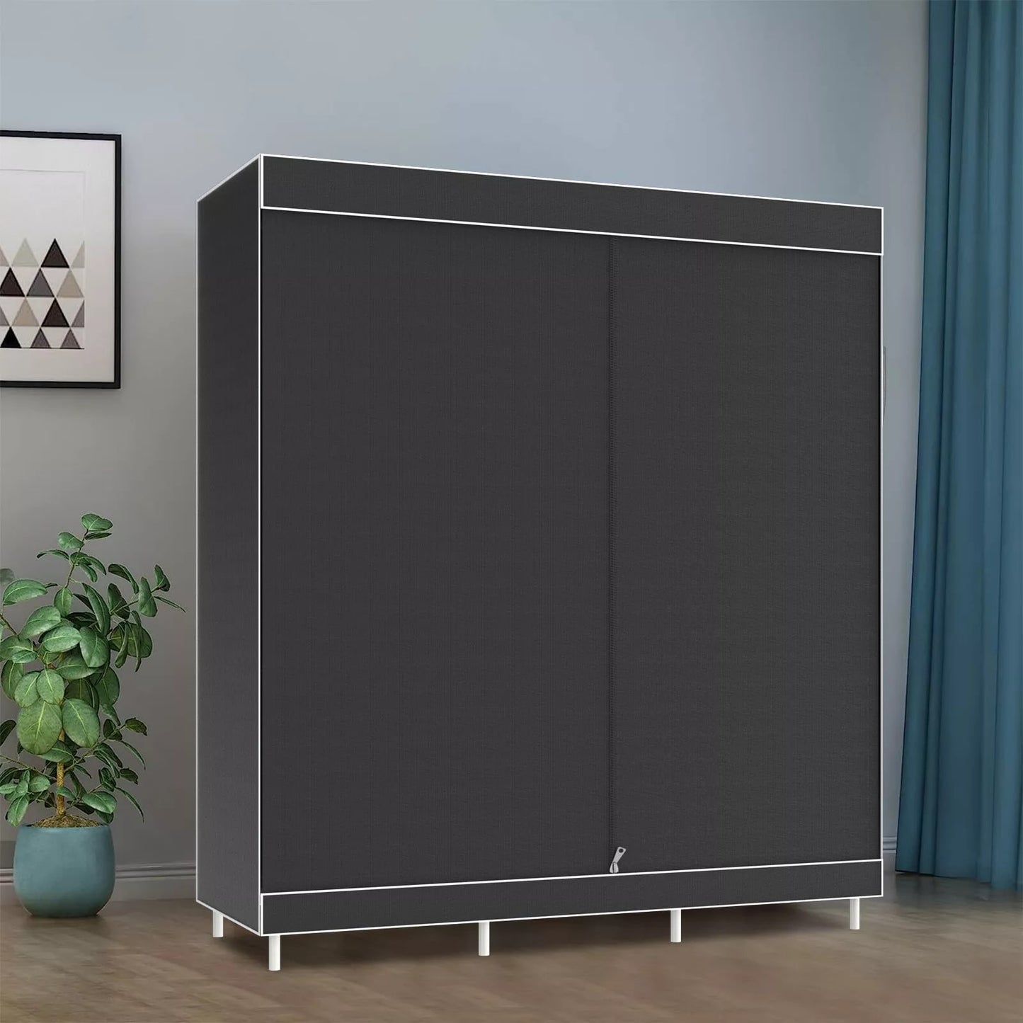 BAOKALER Portable Closet Organizers and Storage for Home, Non-Woven Fabric Wardrobe Closet Shelf, Dustproof Clothes Rack, Black