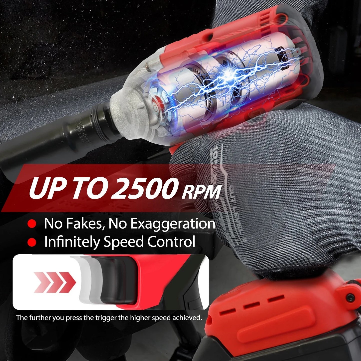 Baokaler Cordless Impact Wrench, Max Torque 740 Ft-lbs Impact Gun 1/2 inch, High Efficiency Brushless Motor with Fast Charger and Battery