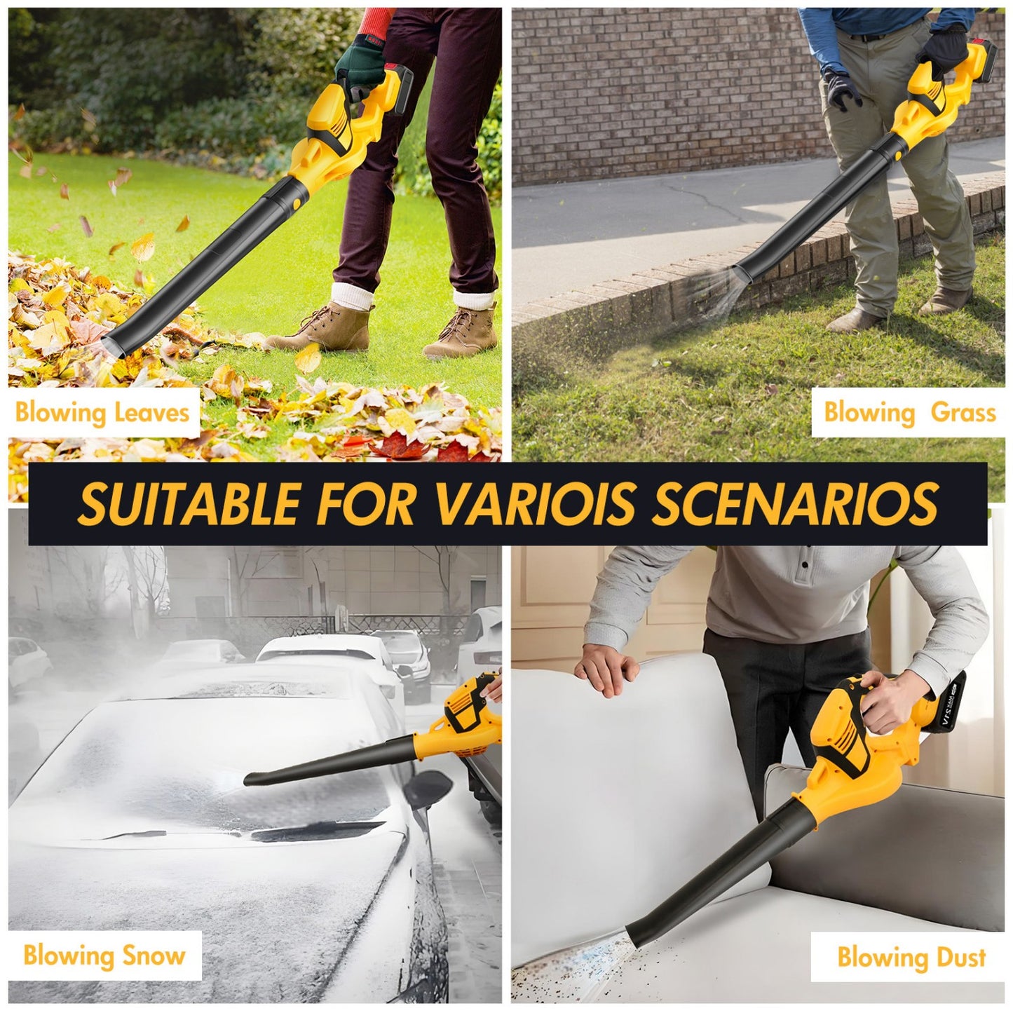 CATGOOD Cordless Leaf Blower, 21V Leaf Blower with 2 Batteries and Charger, 3.0Ah Electric Leaf Blowers for Lawn Care, Patio, Blowing Leaves