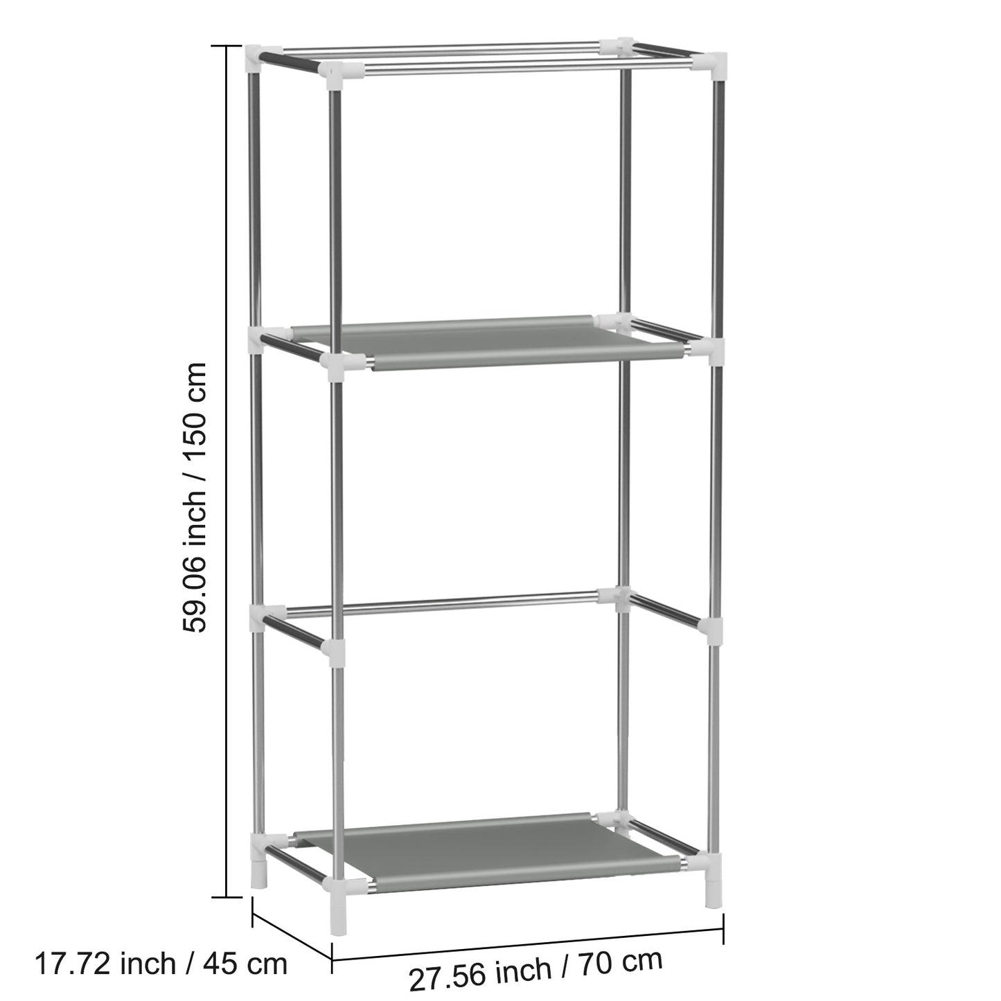 Wardrobe Closet for Hanging Clothes, Bedroom Clothes Closet Storage Organizer, Fabric Wardrobe, Portable Closet with Hanging Rods, Gray