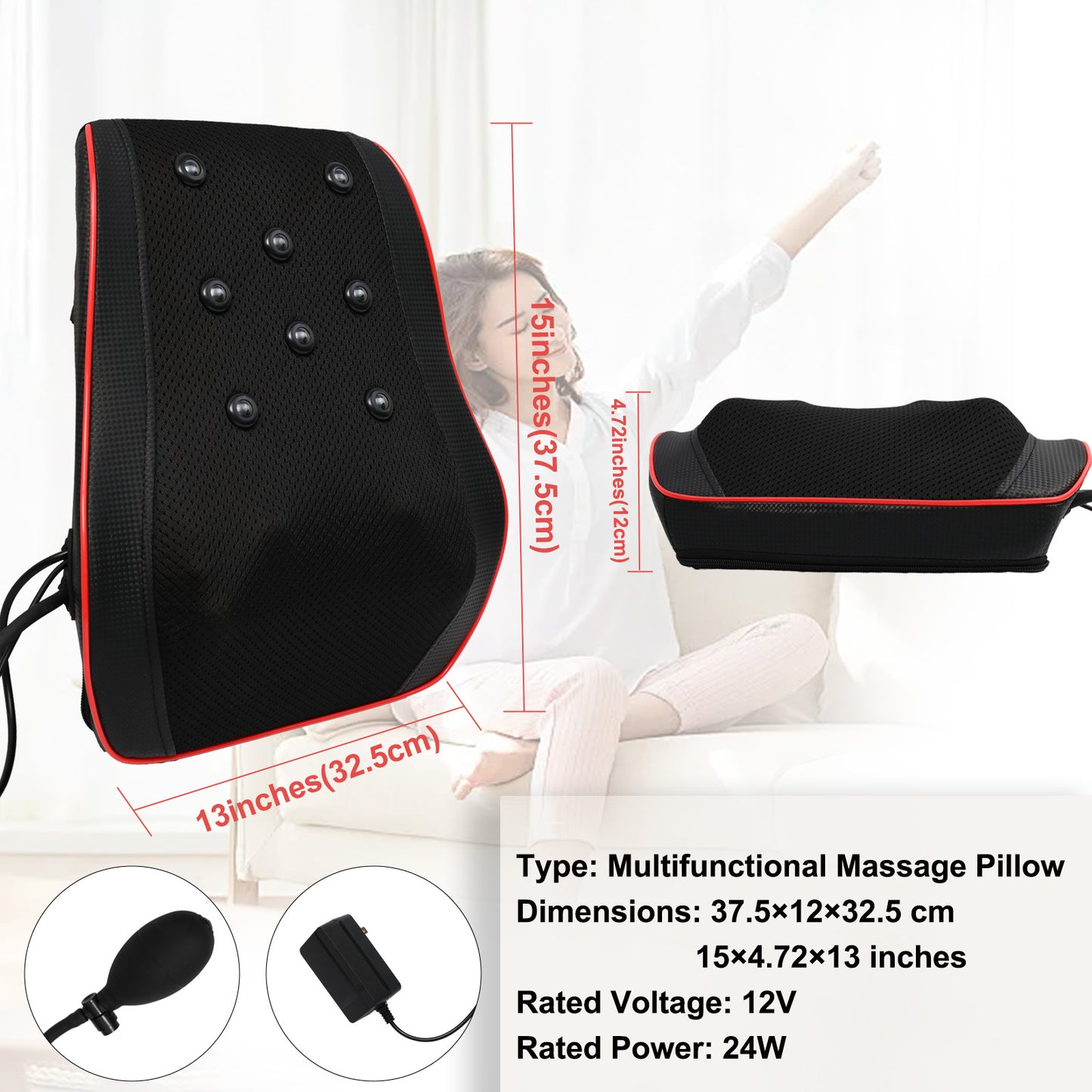 Back Massager with Heat, Shiatsu Back and Neck Massager with 3D, Deep Tissue Kneading for Pain Relief, Massage Pillow at Home or Office