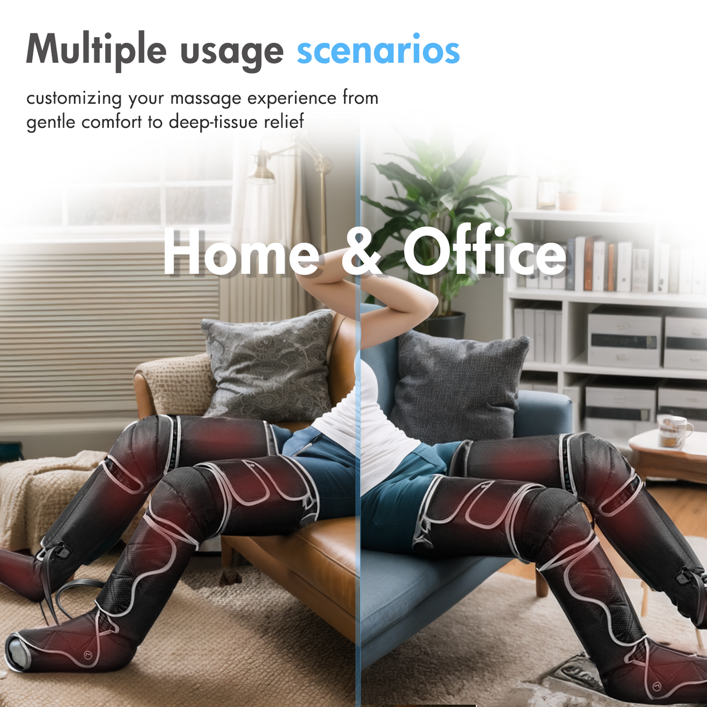 Leg Massager with Heat, Air Compression Thigh, Leg Air Compression Massager for Circulation and Pain Relief with 3 Modes, Muscles Relaxation
