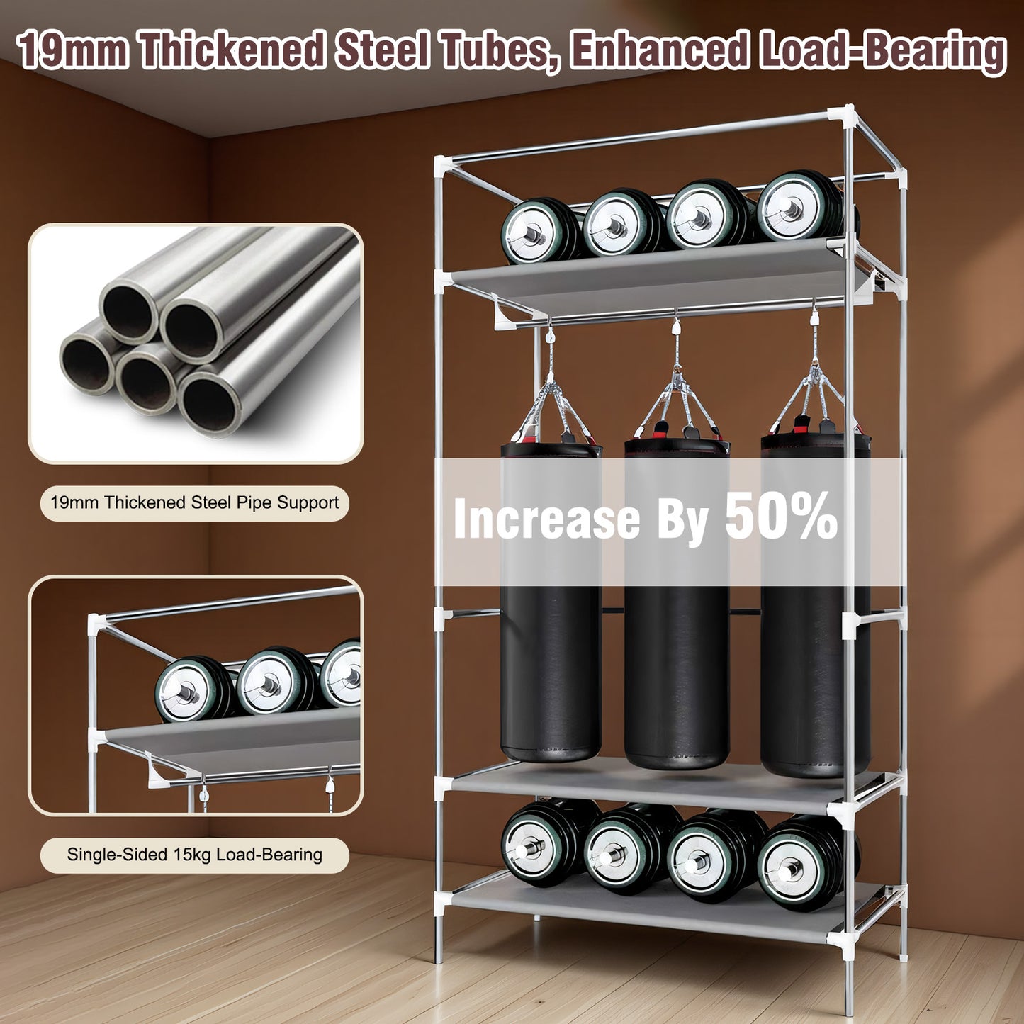 Durable Clothes Storage, Non-Woven Fabric Portable Closet Hanging Closet Organizers and Storage, Easy to Assemble, Includes 3 Storage Drawers, Ideal for Rentals, Dorms, Bedrooms, Beige