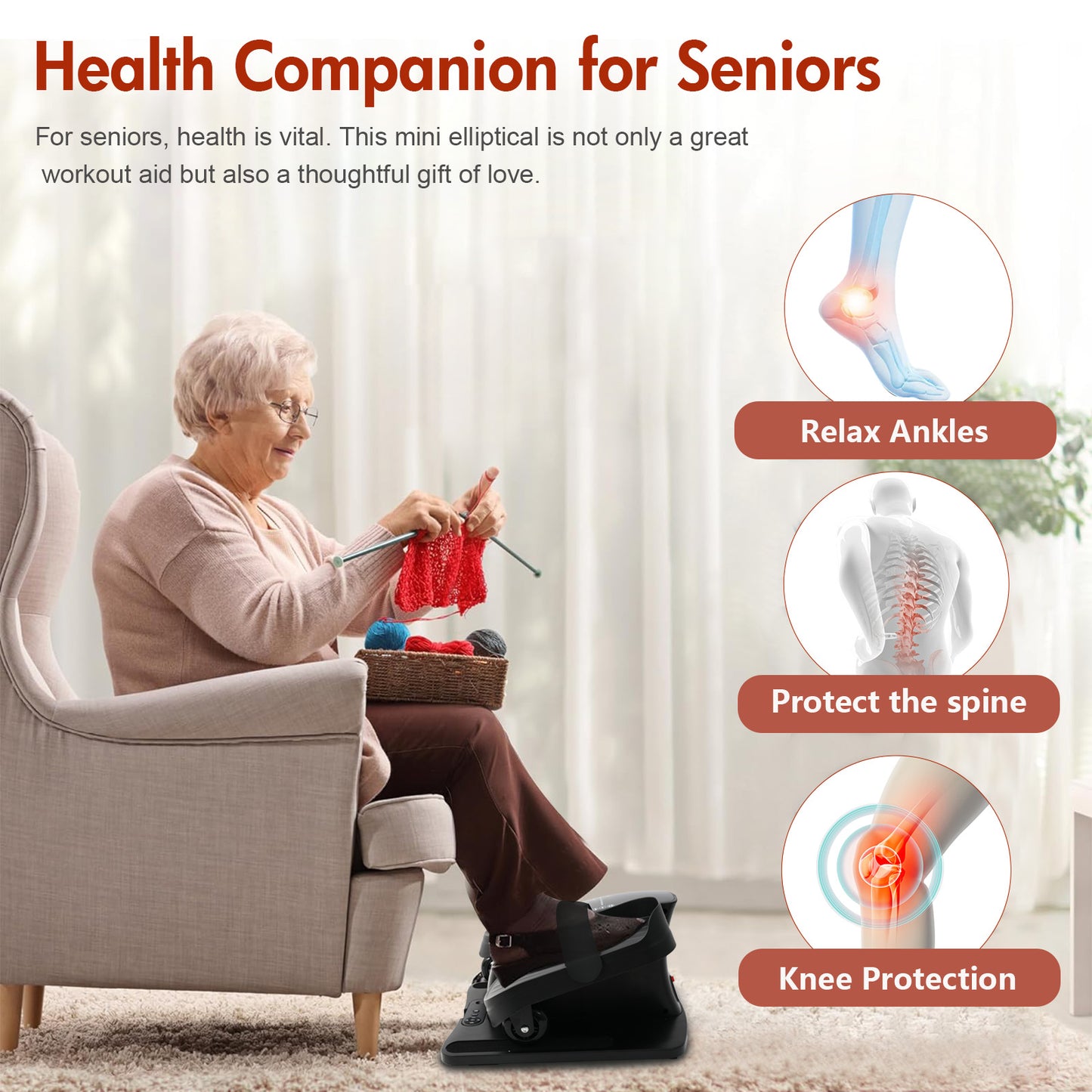 CATGOOD Under Desk Elliptical Machine, Ellipse Leg Exerciser for Seniors Fully Assembled, Quiet & Portable Electric Seated Pedal Exerciser with Remote Control Adjustable Speeds