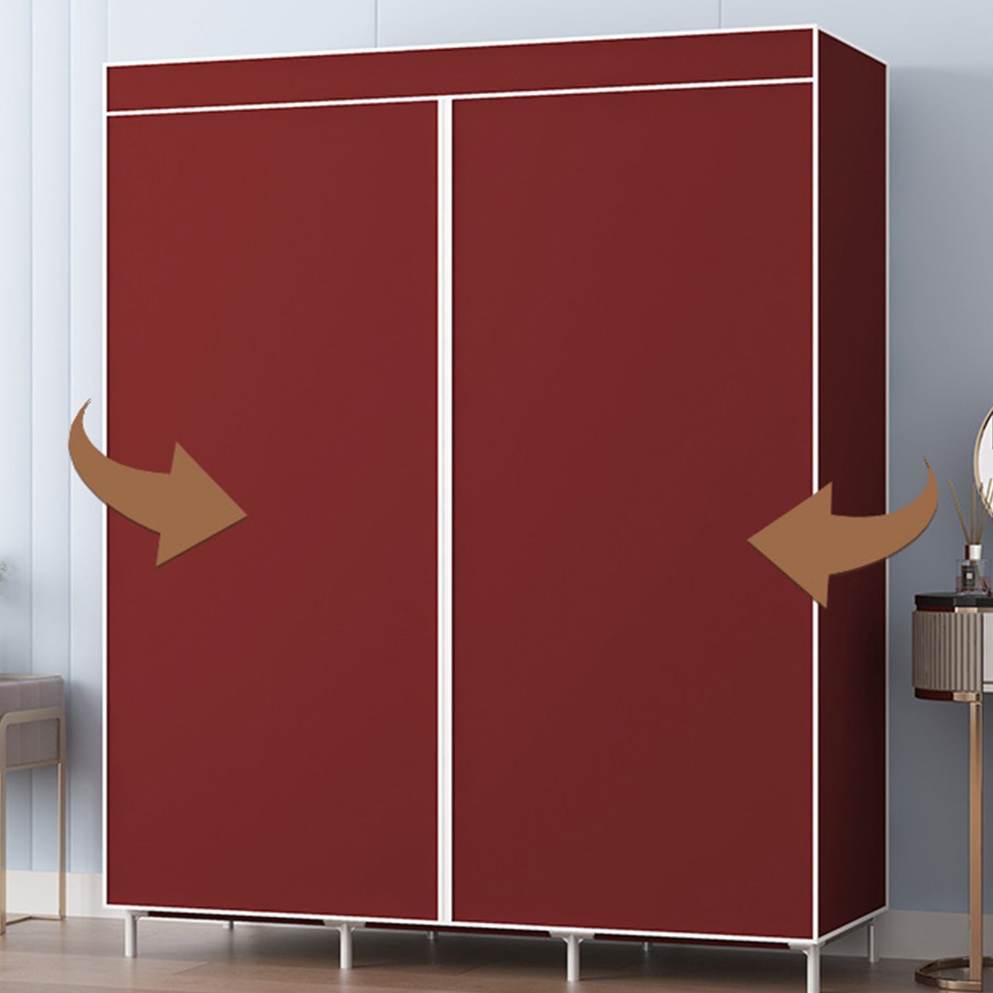 BAOKALER Portable Closet Wardrobe, Non-woven Fabric Organizers and Storage, Clothes Storage for Home, Wine Red