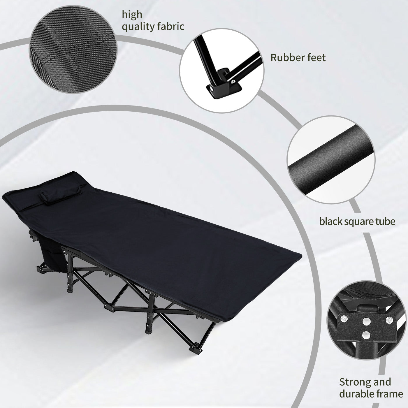 Folding Camping Bed for Adult Adjustable Heavy Duty Outdoor Bed Travel Camp Cots Portable Folding Outdoor Cot