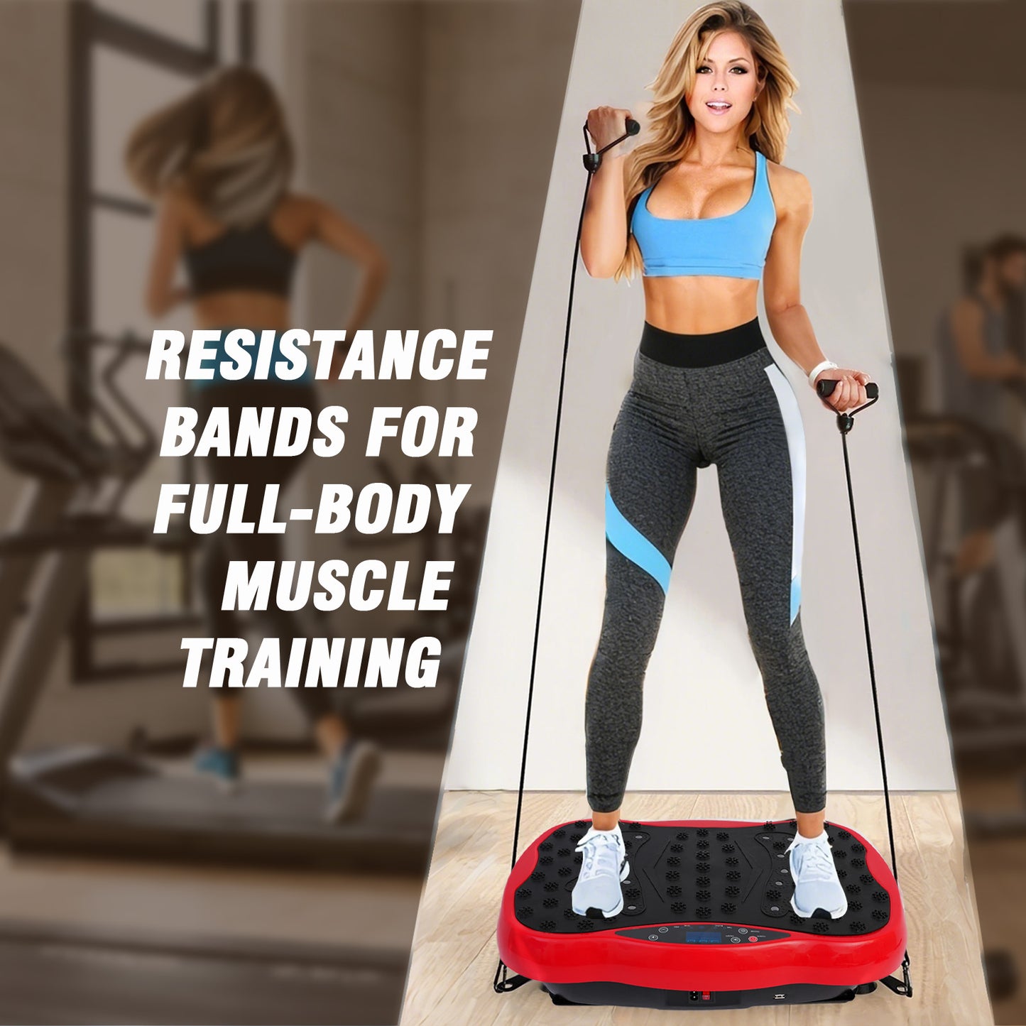 330lb Vibration Plate Exercise Machine, Vibration Board for Lymphatic Drainage, Whole Body Workout Vibrate Fitness Platform, Waver Vibration Stand for Weight Loss, Home Gym Equipment, Red