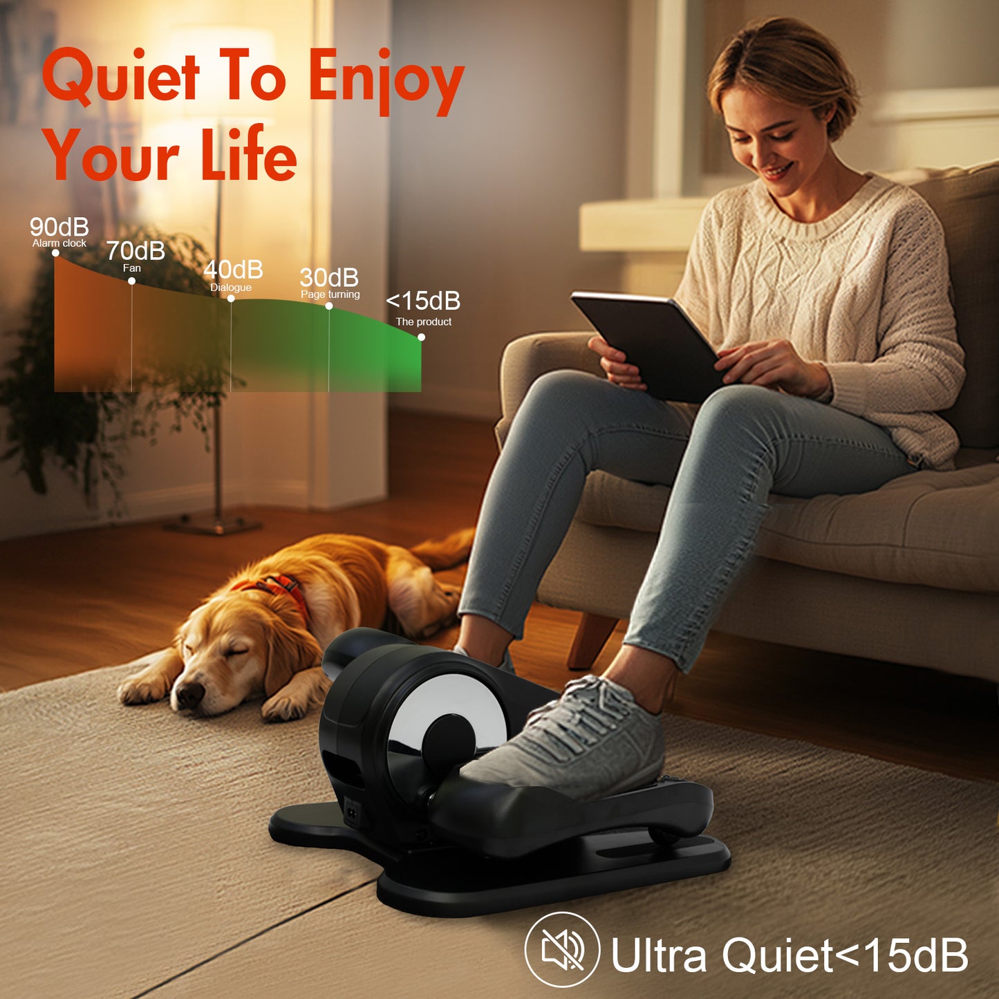 CATGOOD Under Desk Elliptical Machine, Ellipsefit Leg Exerciser Electric for Seniors Adults, Ellipse Leg Exerciser with 12 Speed & 12 Mode, Quiet & Portable