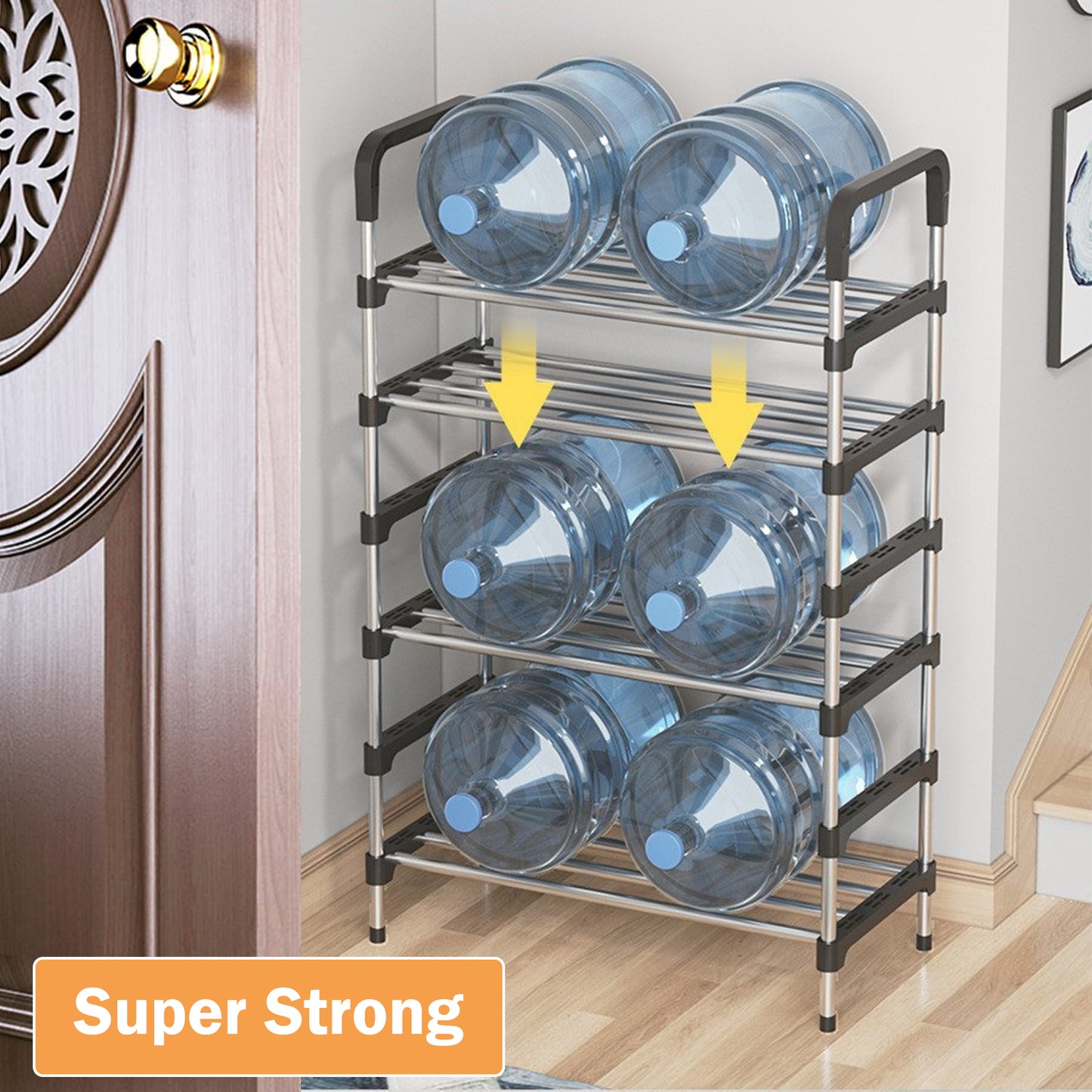 4-Tier Shoe Rack Organizer, Metal Shoe Storage Stand for Entryway, Hallways, Bedrooms, Bathrooms, Offices, and Living Rooms, Silver and Black