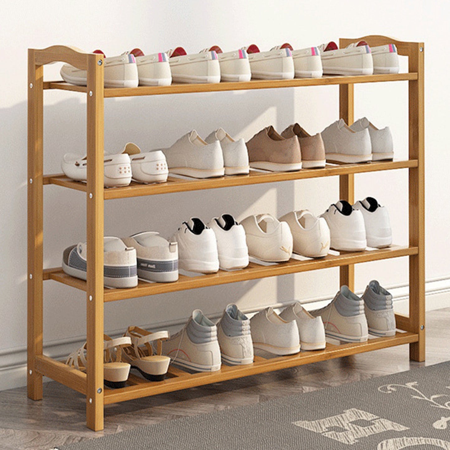 BAOKALER Bamboo Shoe Rack, 4 Tier Shoe Rack Organizer in Natural Bamboo for Home Entryway Bedroom Living Room, Free Standing, Wood Color